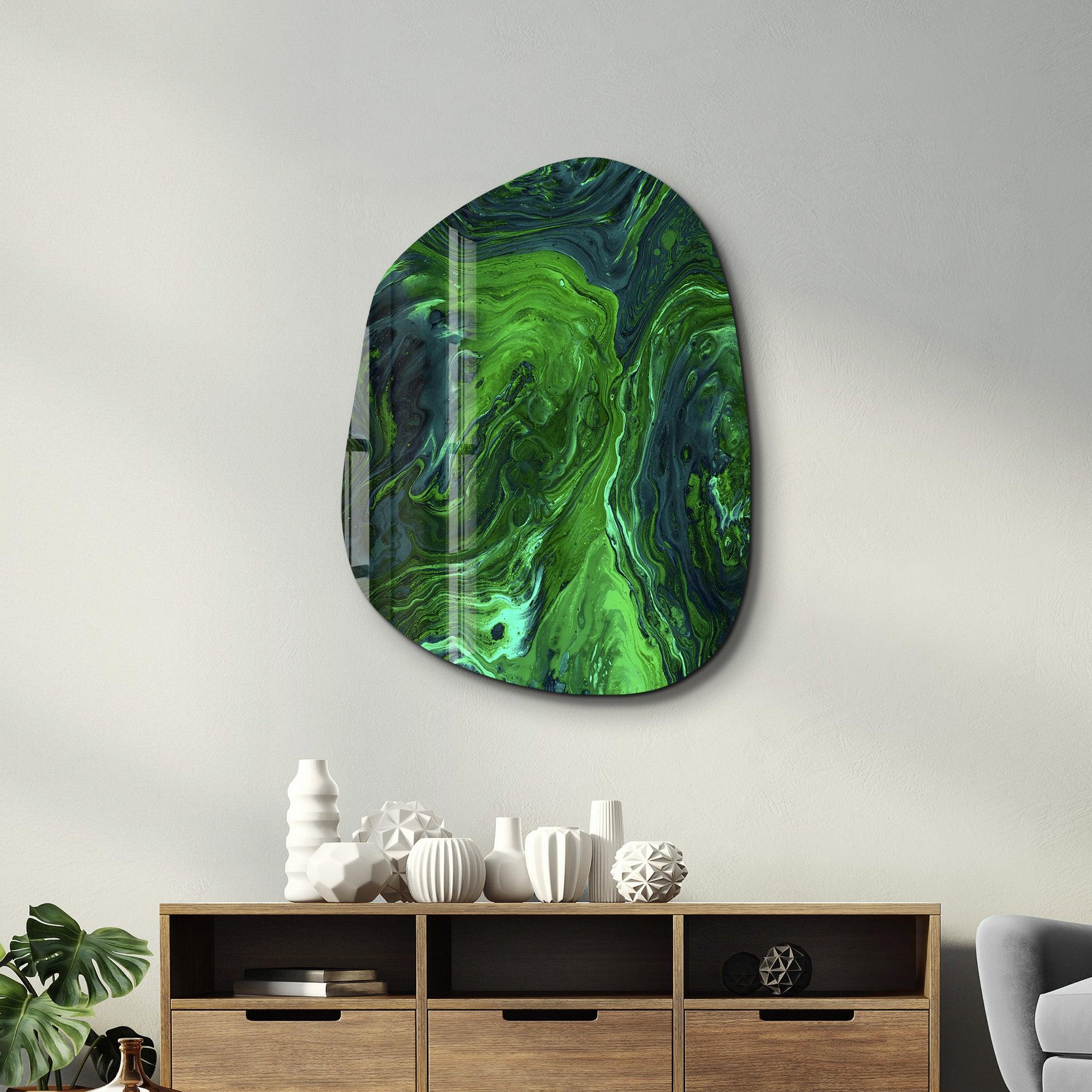 Verdant Swirl | Glass Wall Art