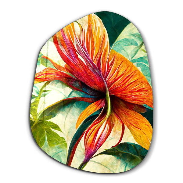 Fiery Bloom | Glass Wall Art