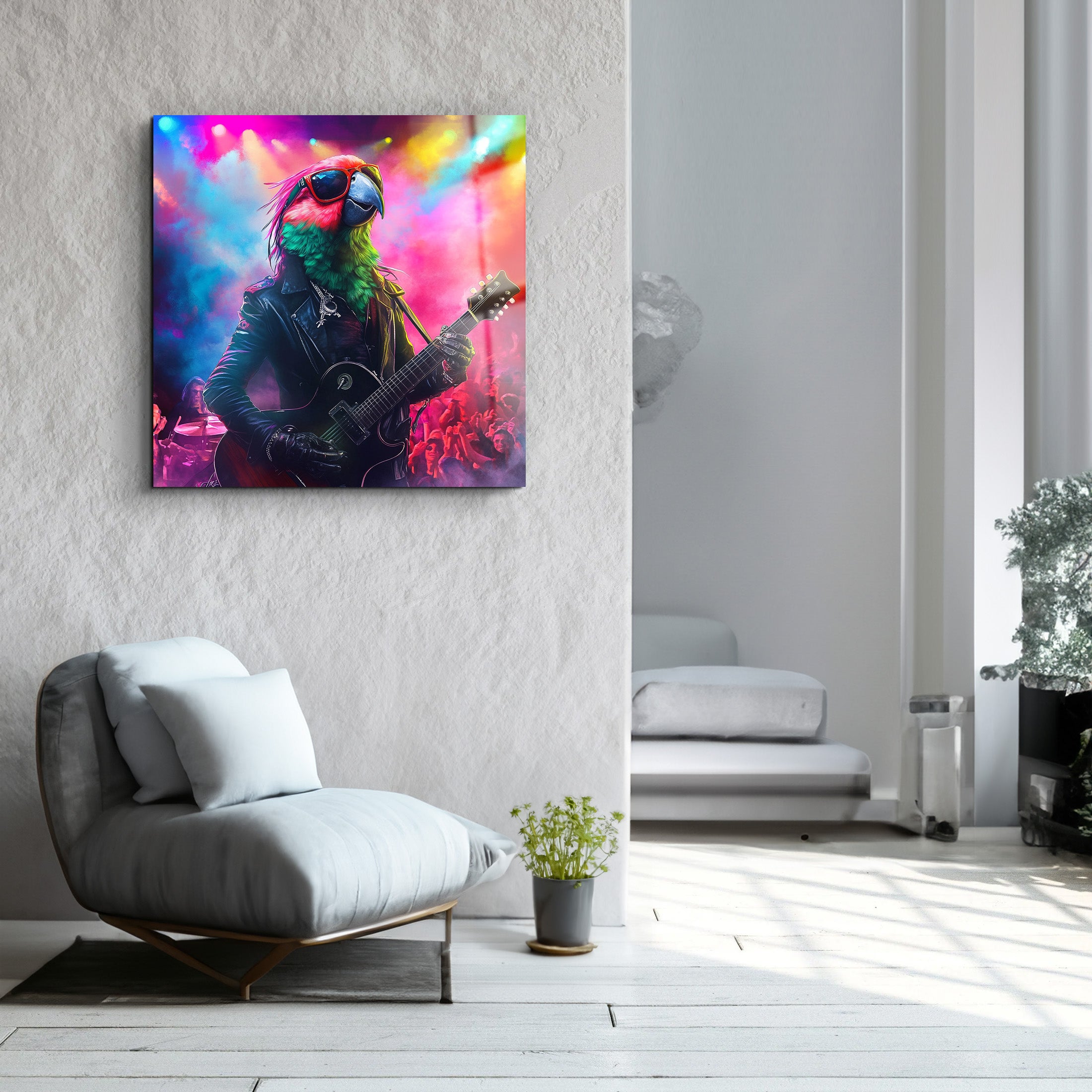 Rocnkroll The Parrot | Glass Wall Art