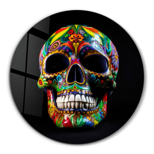 Colorful Skull | Glass Wall Art