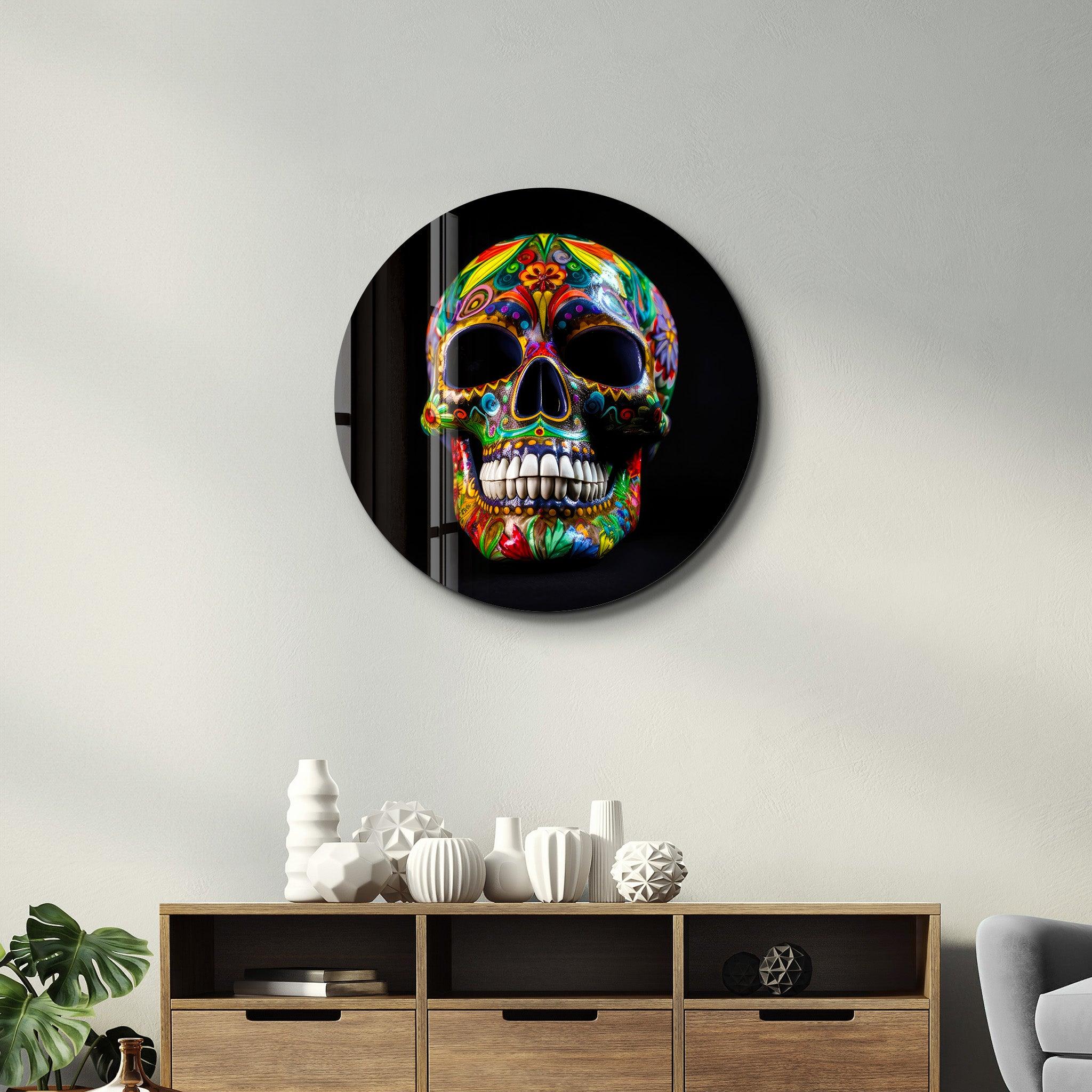 Colorful Skull | Glass Wall Art