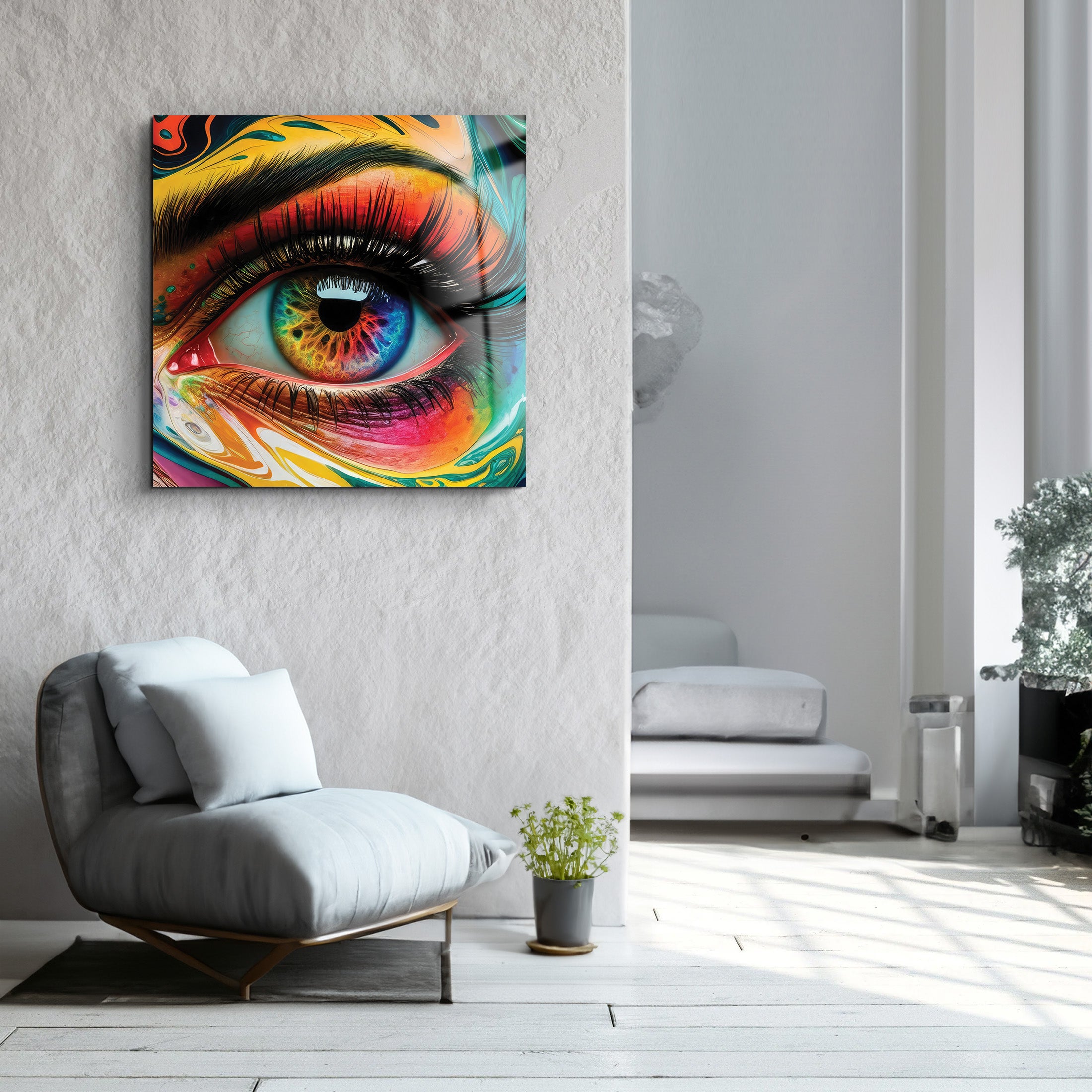 Colorful Eye | Glass Wall Art