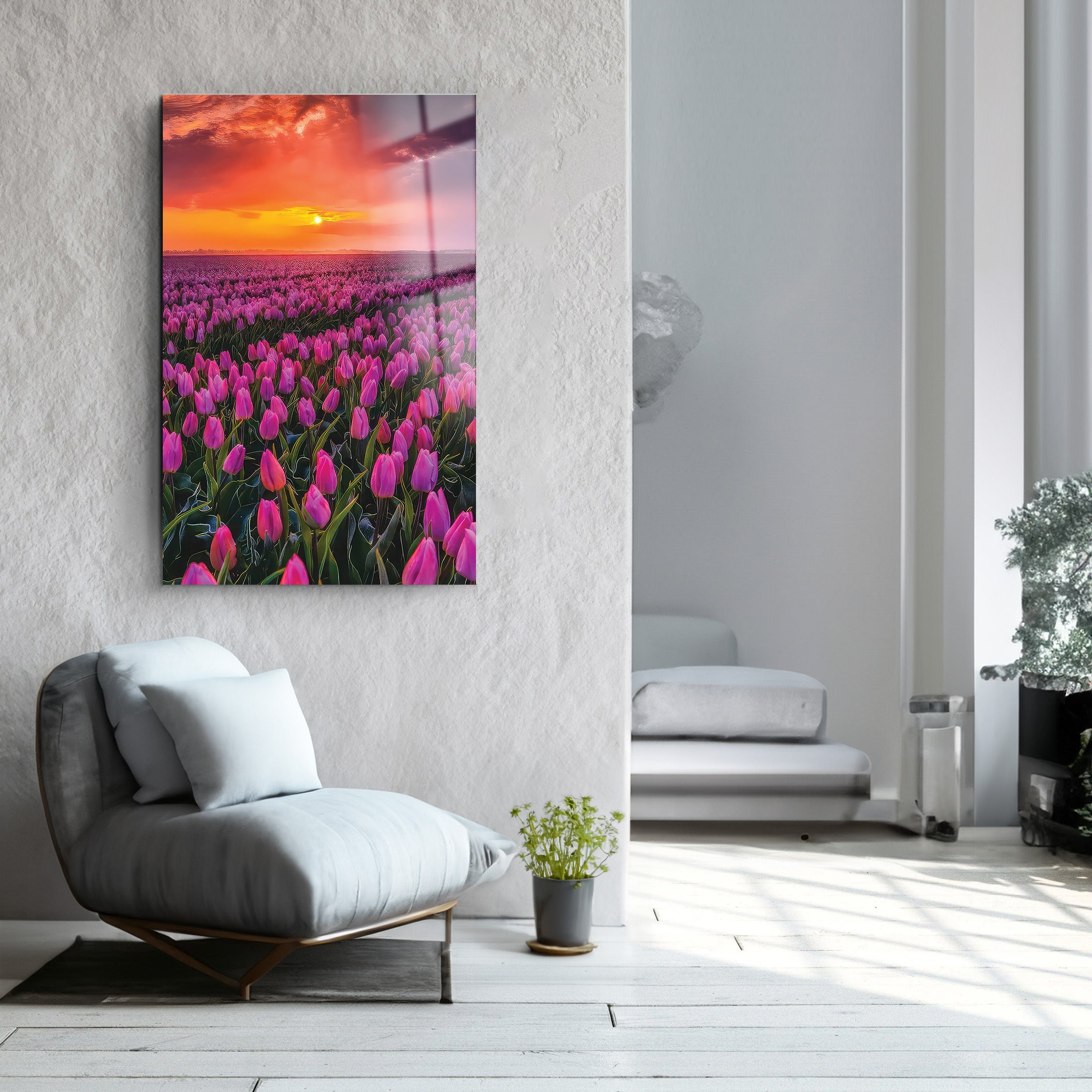 Tulip Scenery | Glass Wall Art