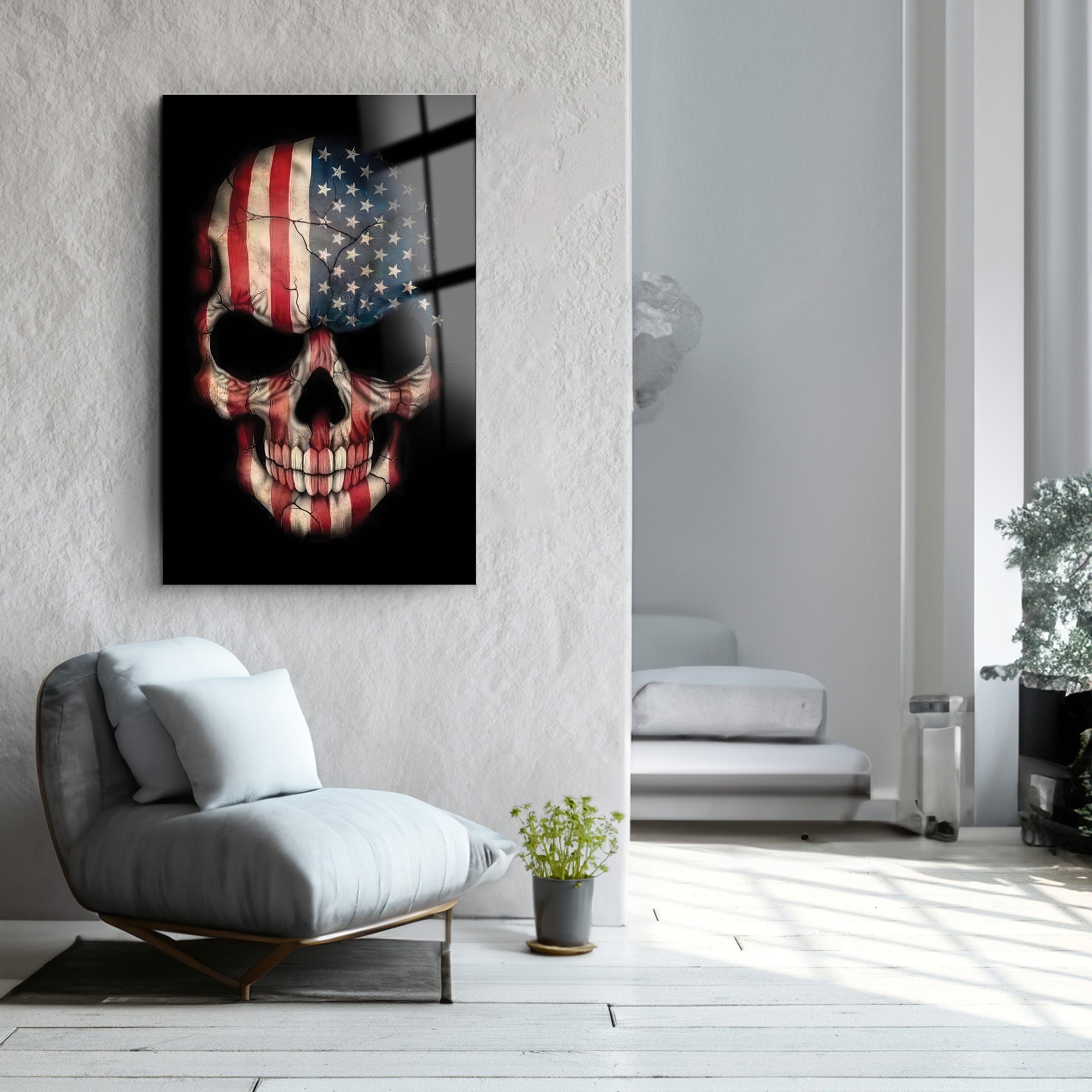 Skull American Flag | Glass Wall Art