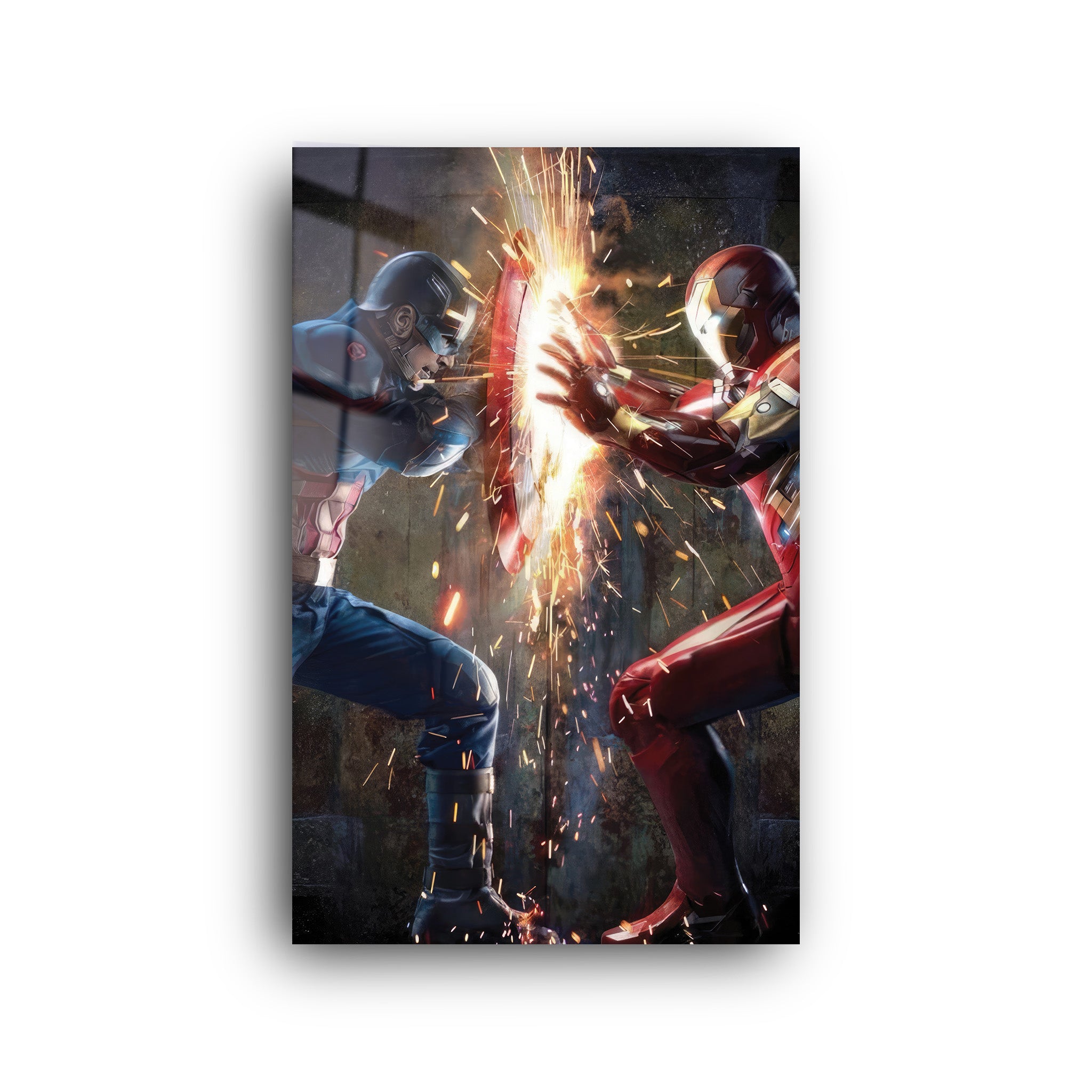 Captain vs Iron | Glass Wall Art