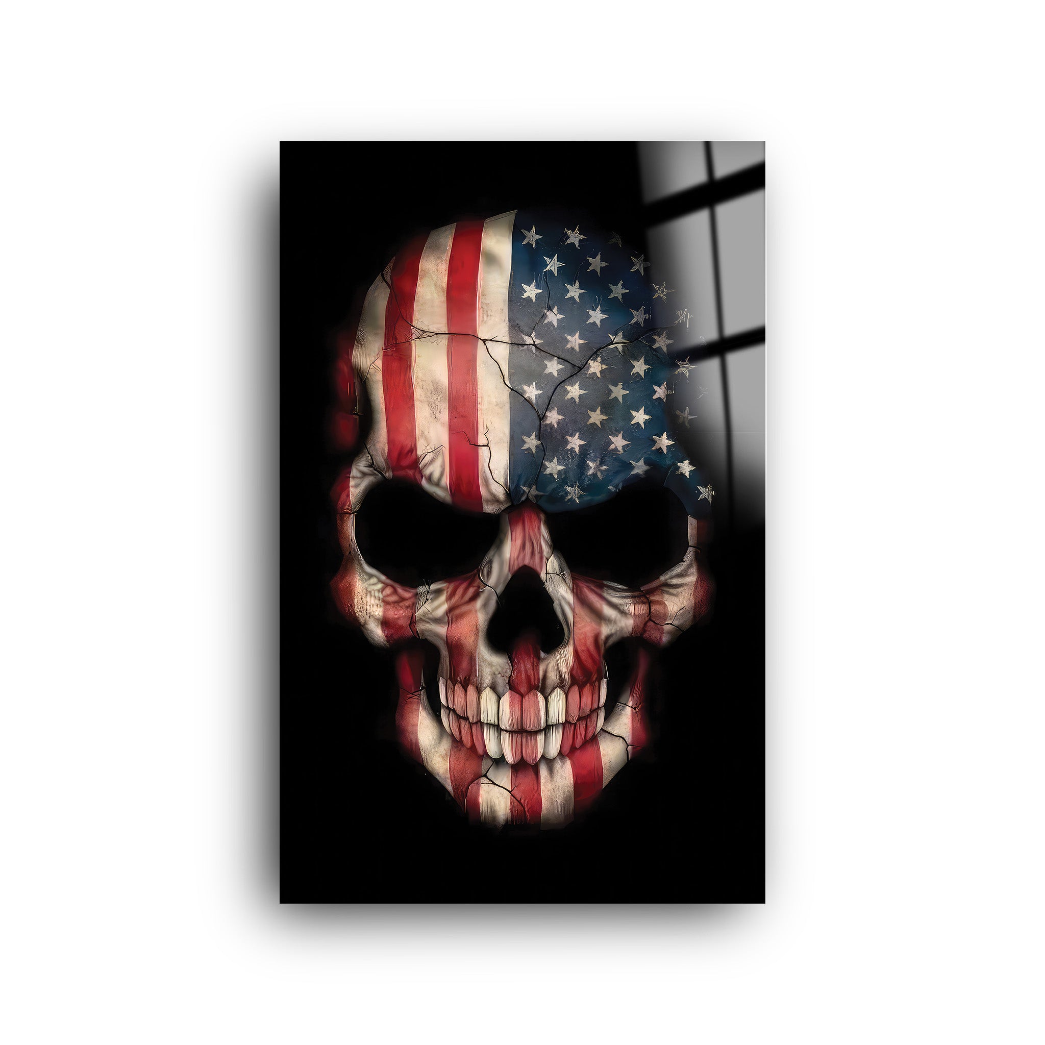 Skull American Flag | Glass Wall Art