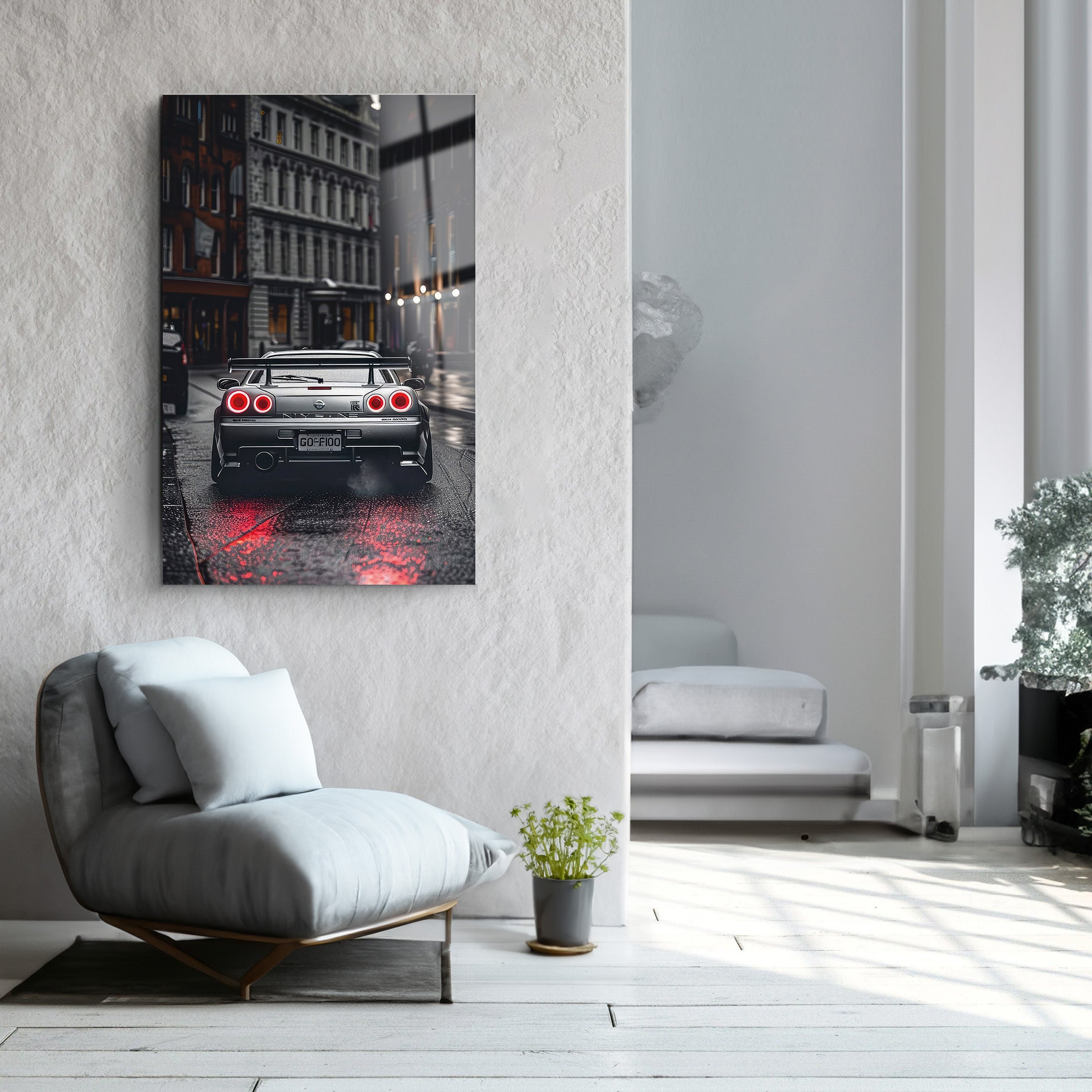 Silver GTR | Glass Wall Art