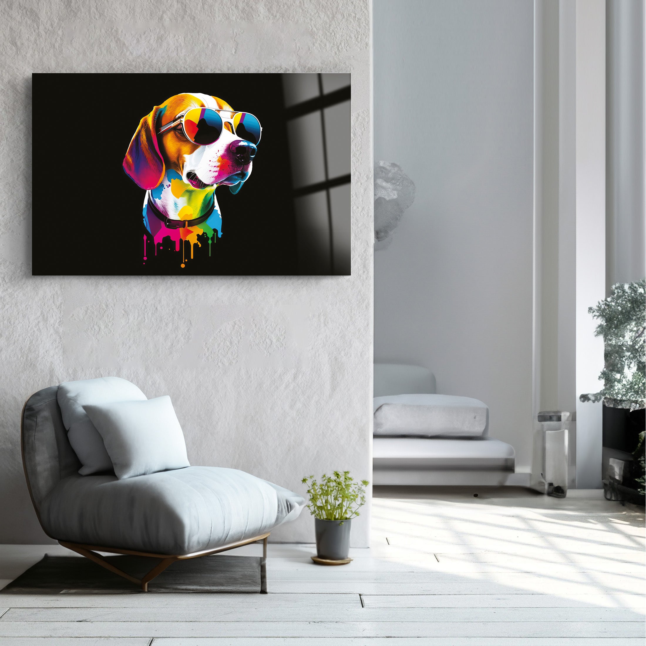 Colorful Dog | Glass Wall Art