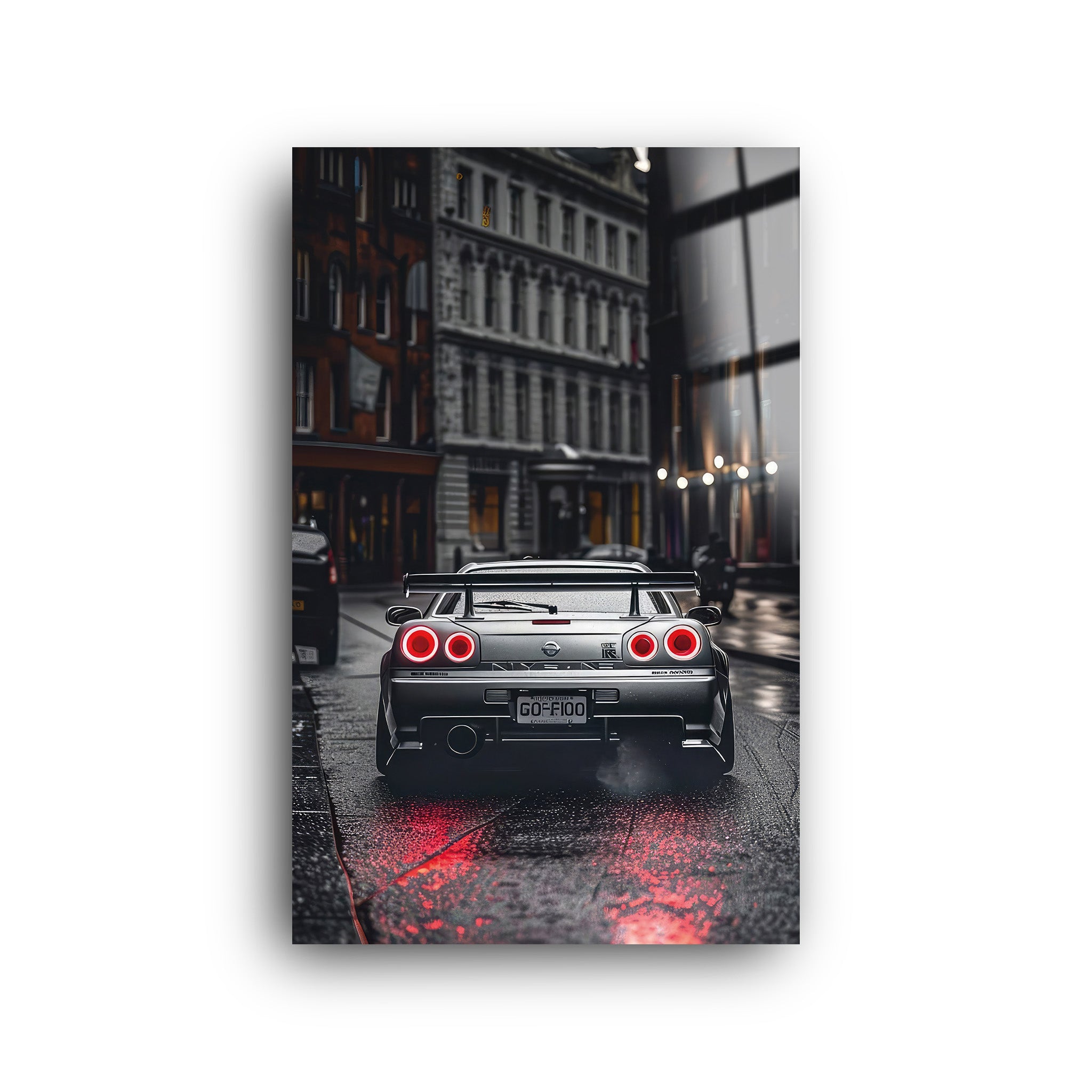 Silver GTR | Glass Wall Art