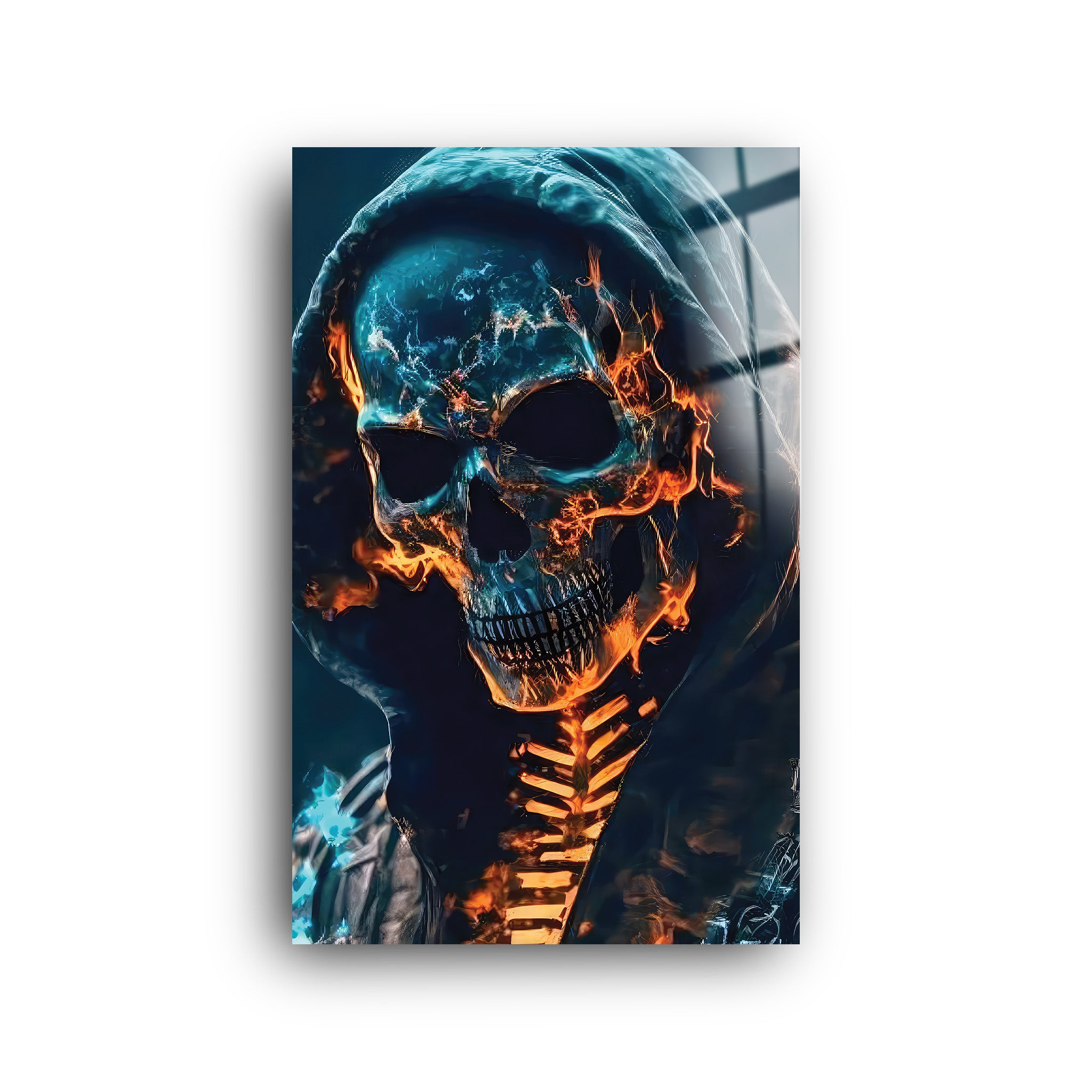 Flame Skull | Glass Wall Art