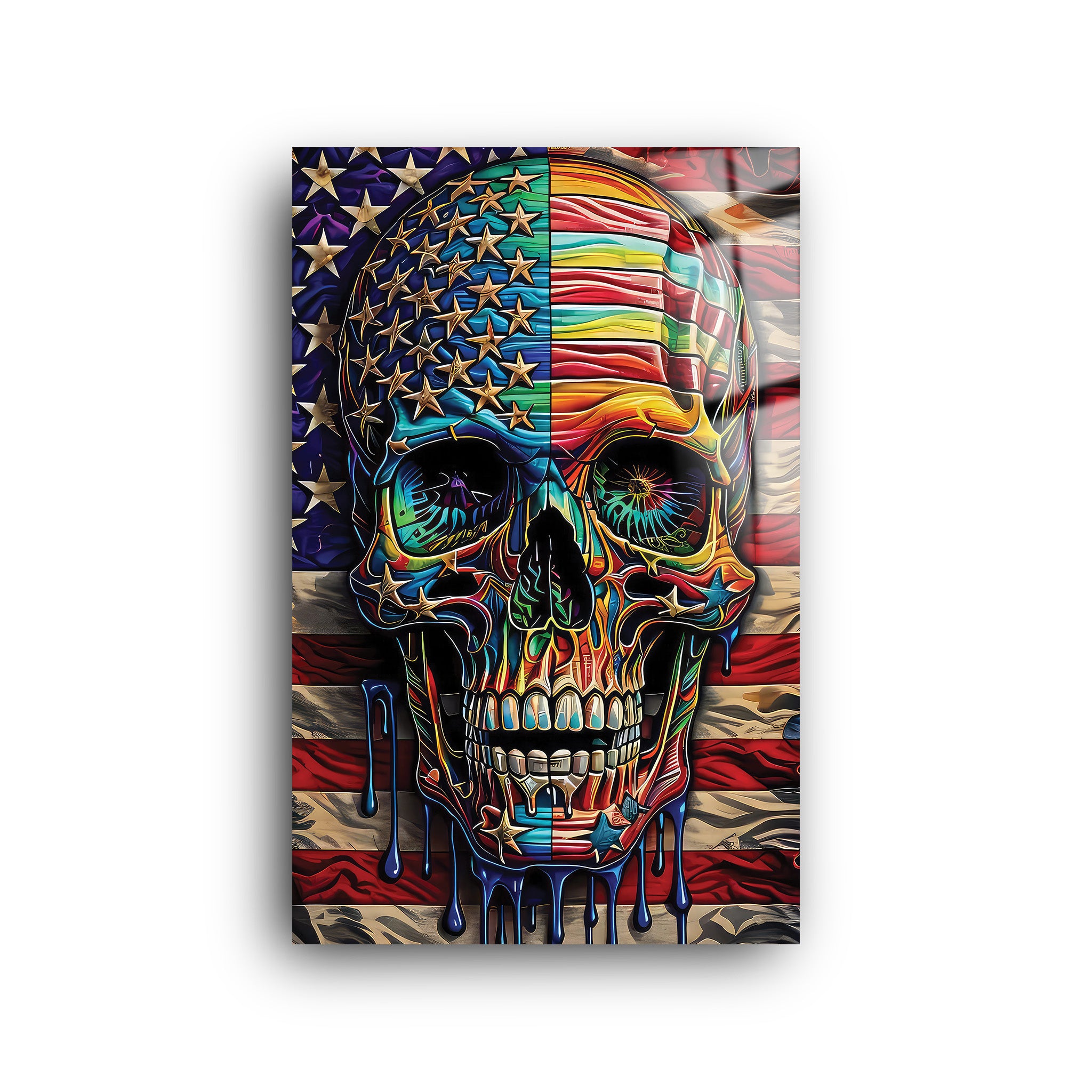 Skull USA Flag | Glass Wall Art