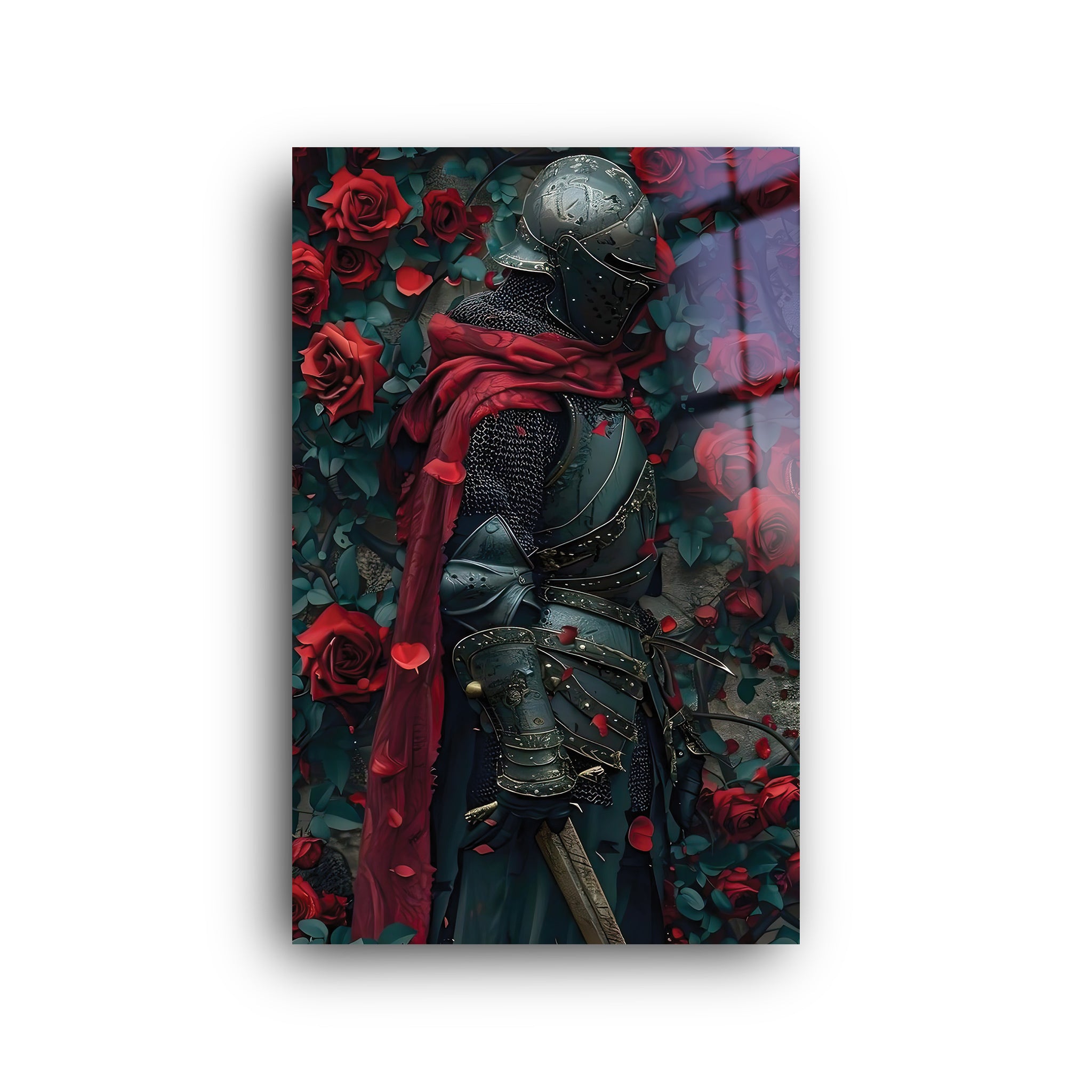 The Rose Knight | Glass Wall Art