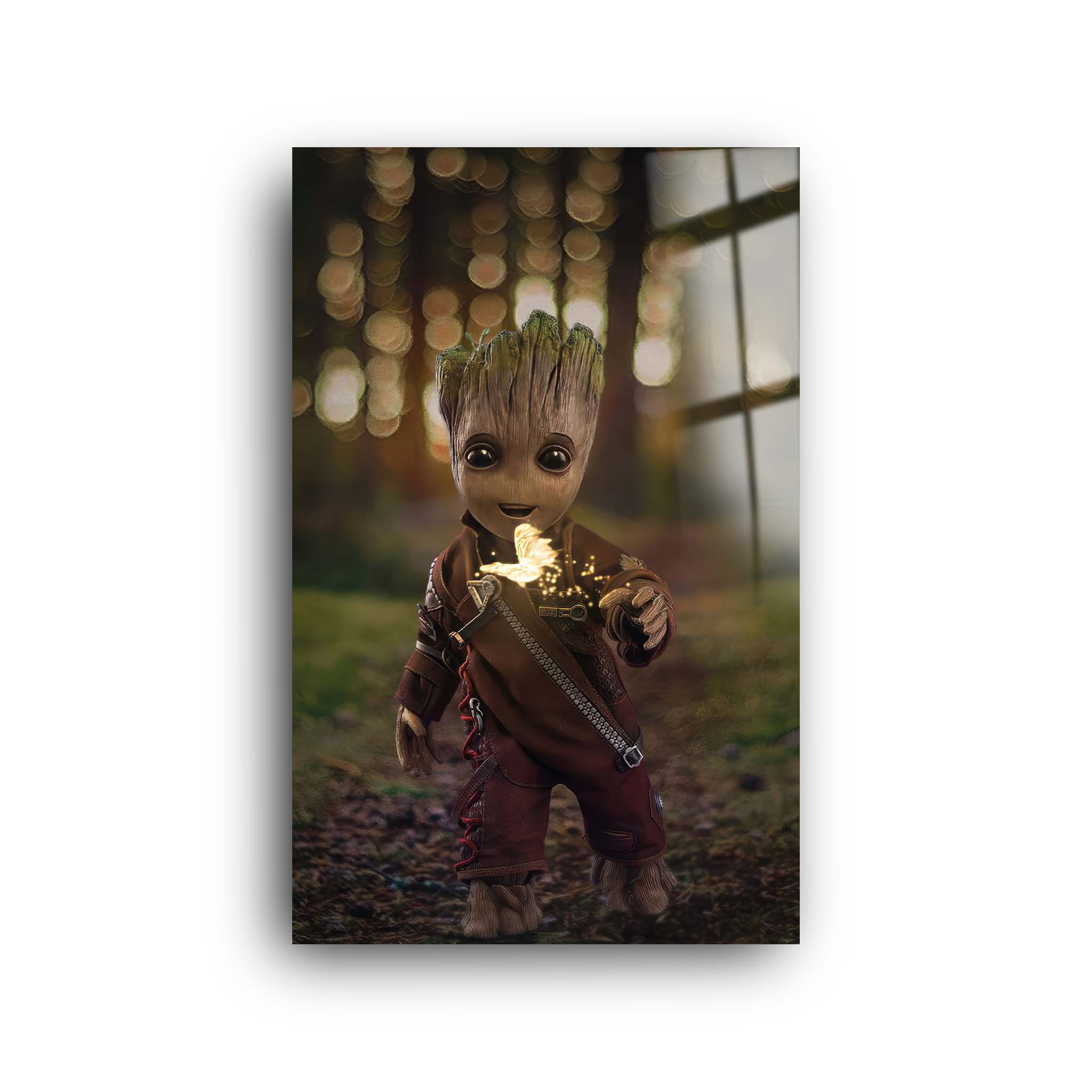 Groot and Butterfly | Glass Wall Art