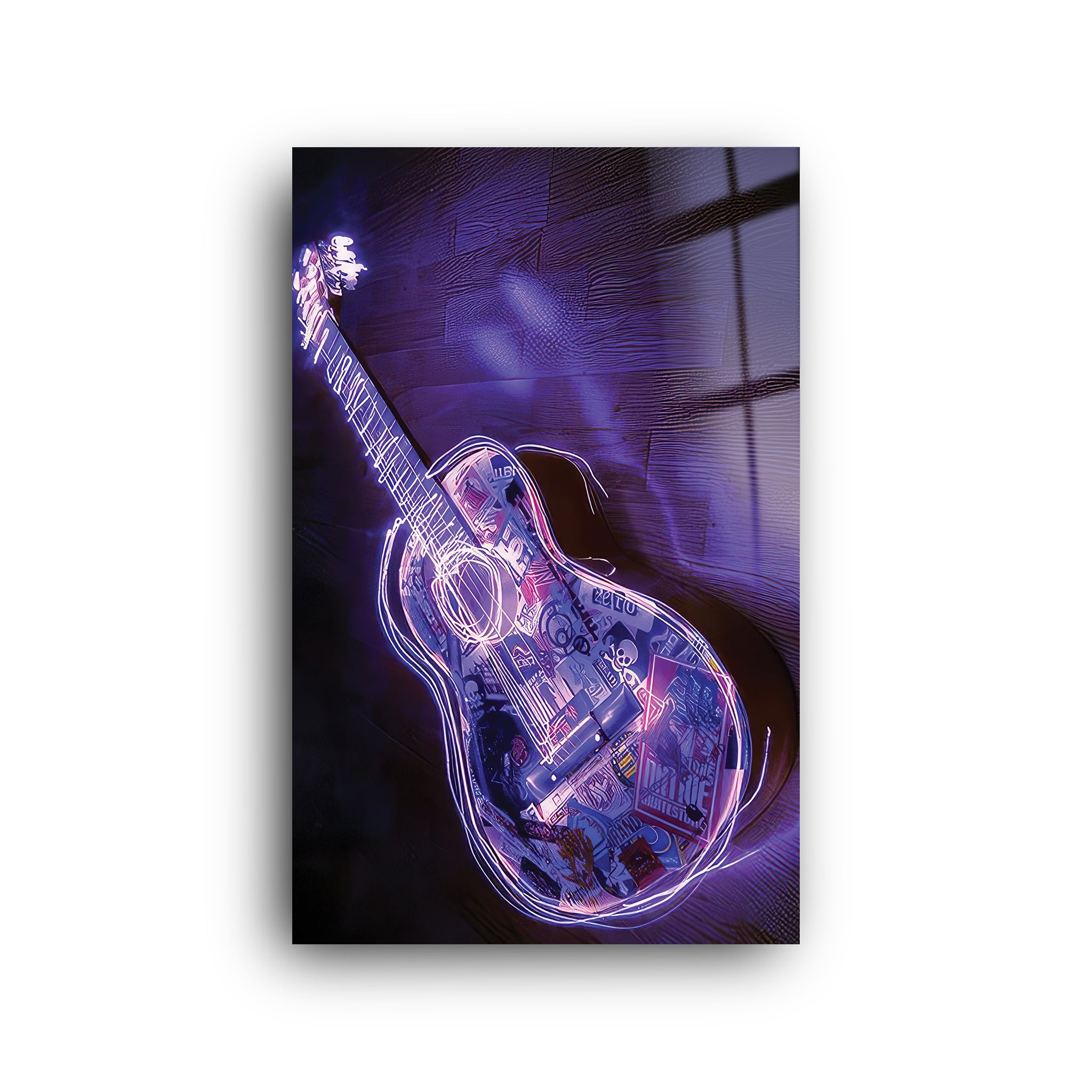 Purple Guitar | Glass Wall Art