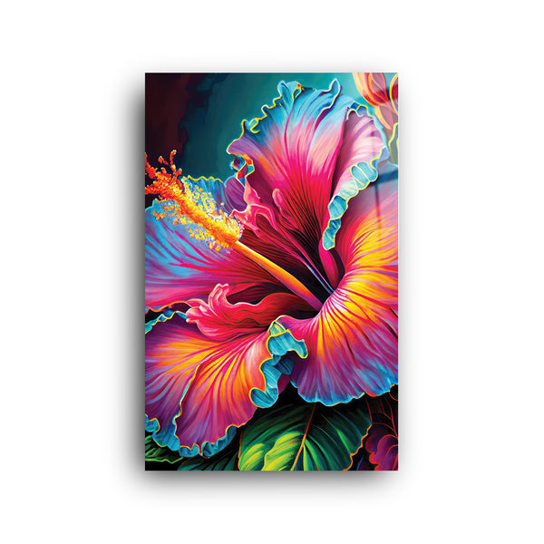 Neon Flower | Glass Wall Art