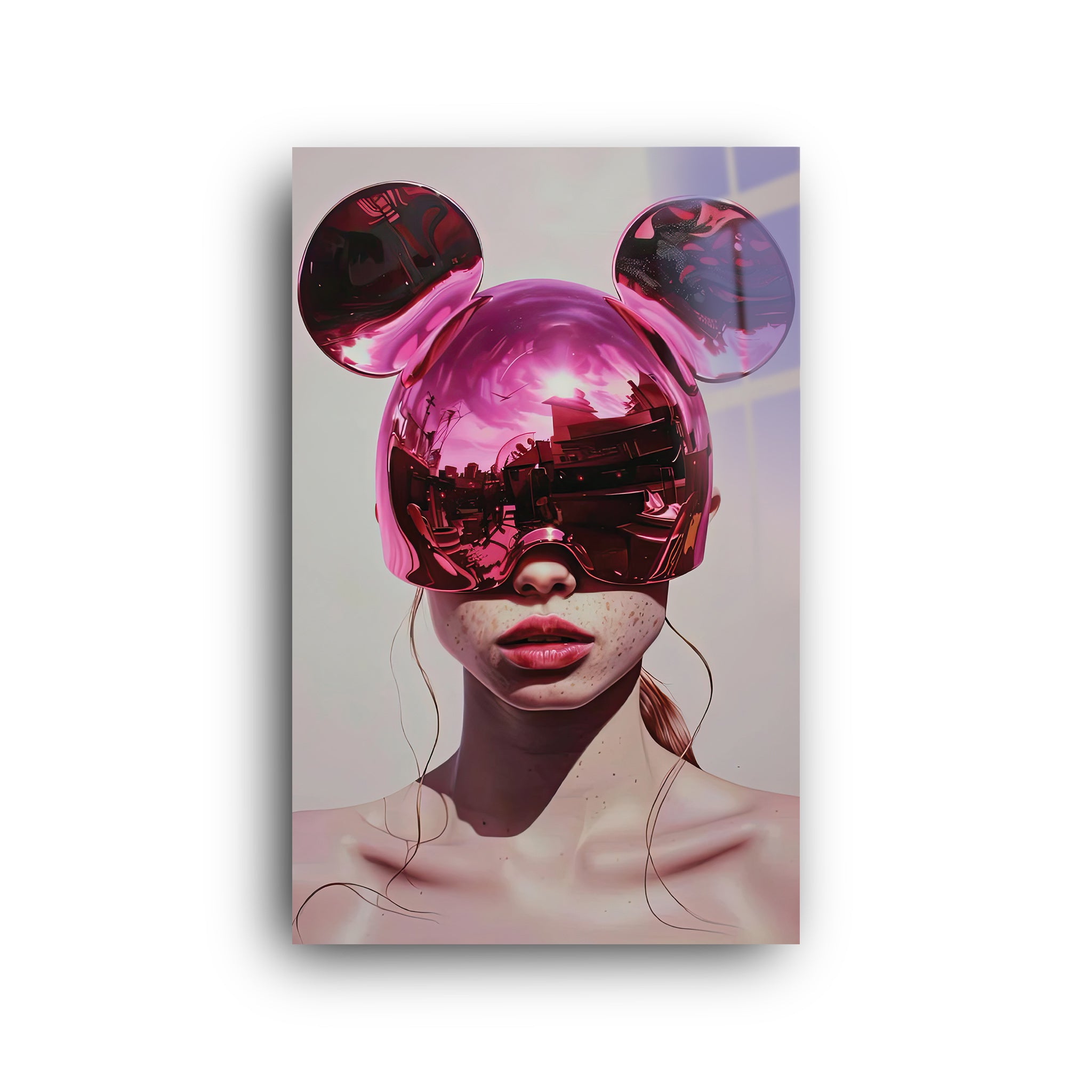 Pink Woman | Glass Wall Art