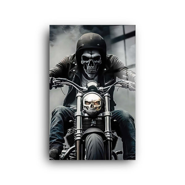 Skull and Motorcycle | Glass Wall Art