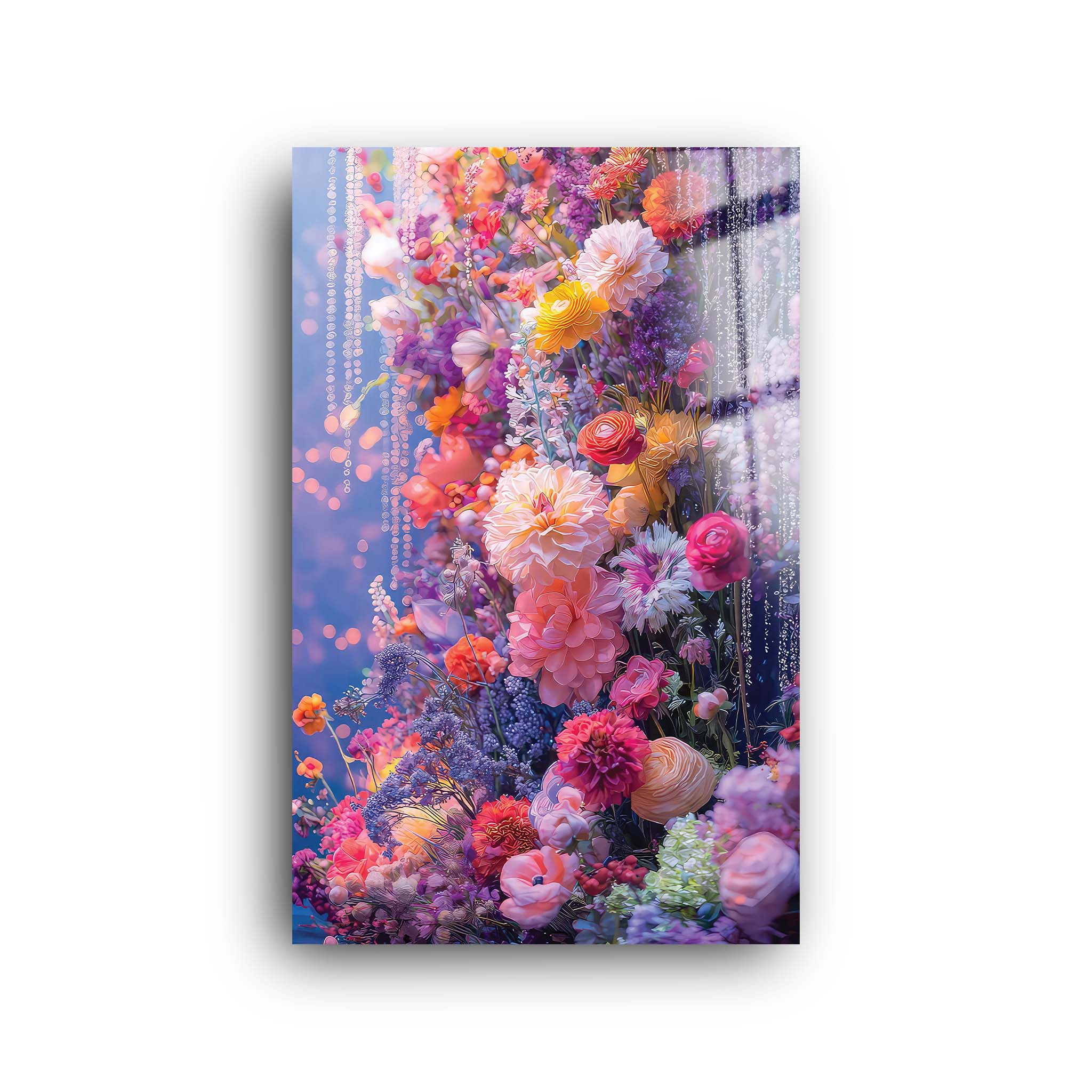 Flower Waterfall | Glass Wall Art