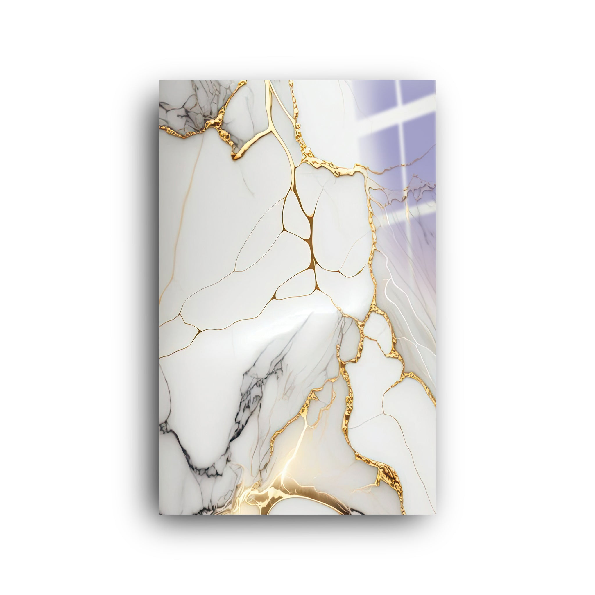 White & Gold | Glass Wall Art