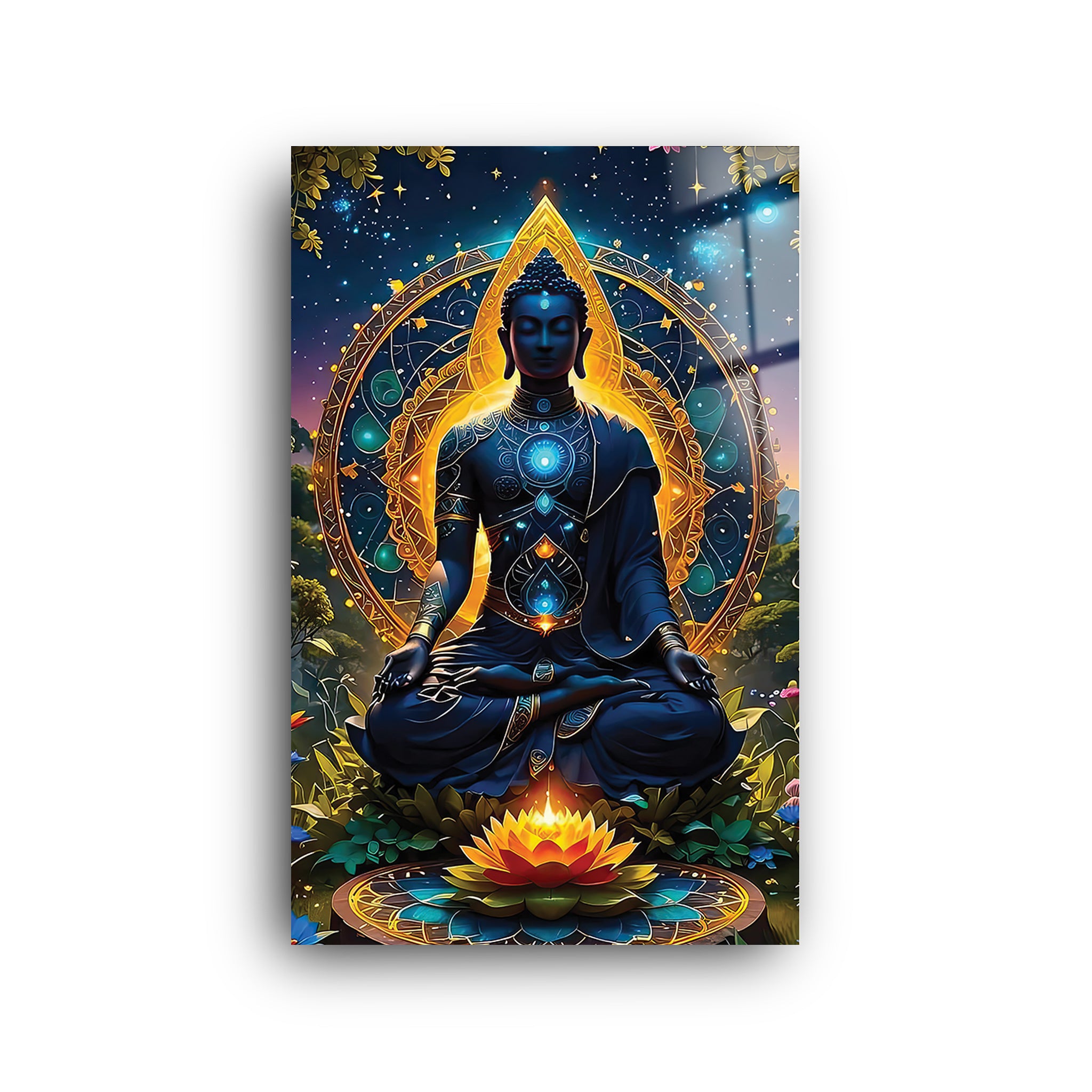 Rainbow Buddha  | Glass Wall Art