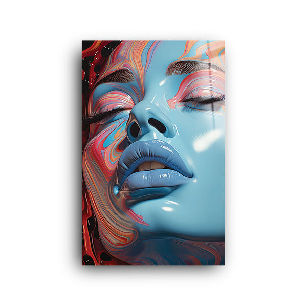 Blue Face | Glass Wall Art