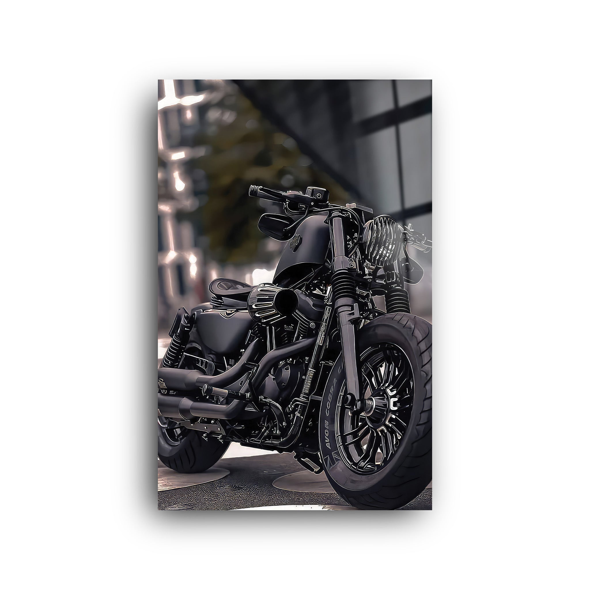 Harley Motorcycle | Glass Wall Art