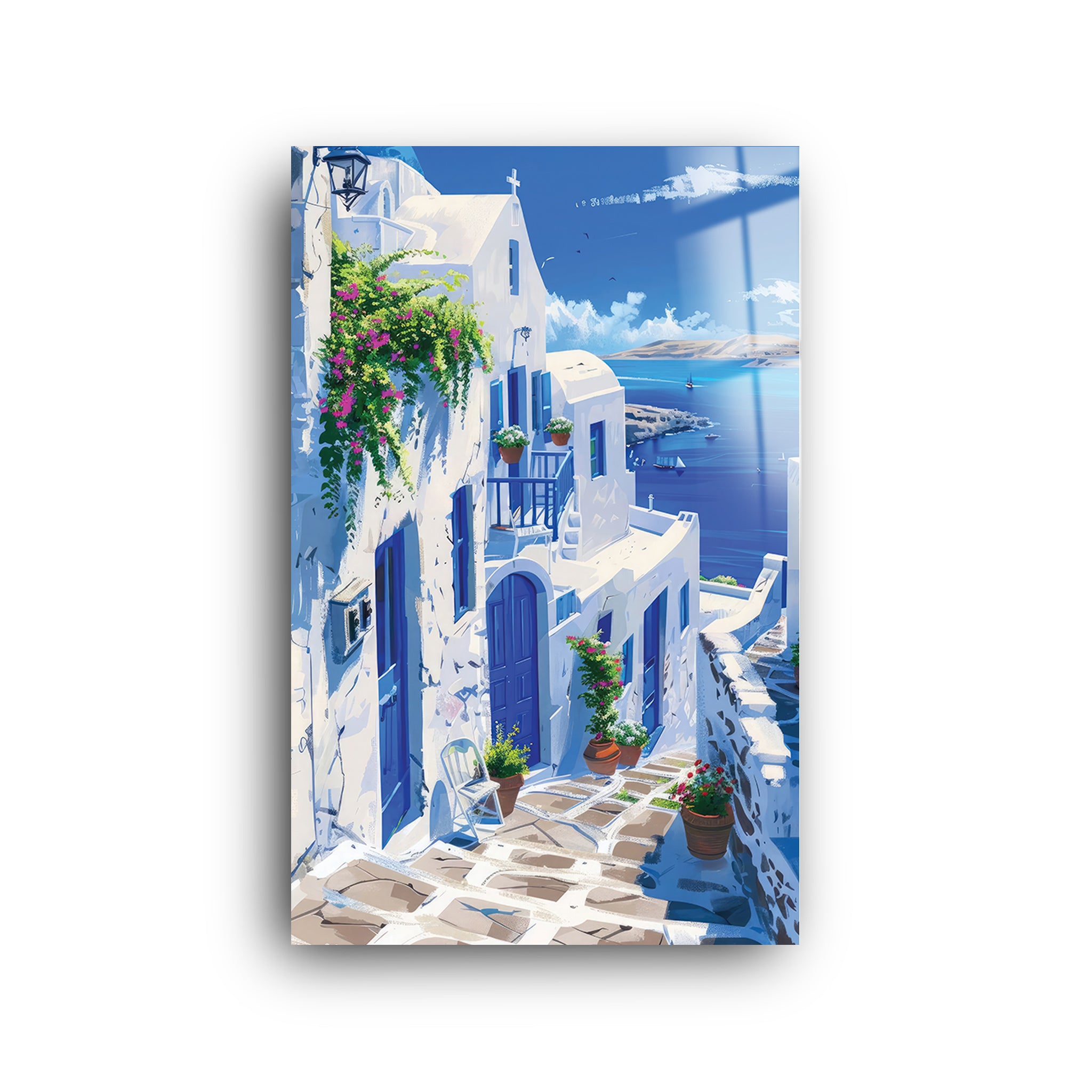 Greece View | Glass Wall Art