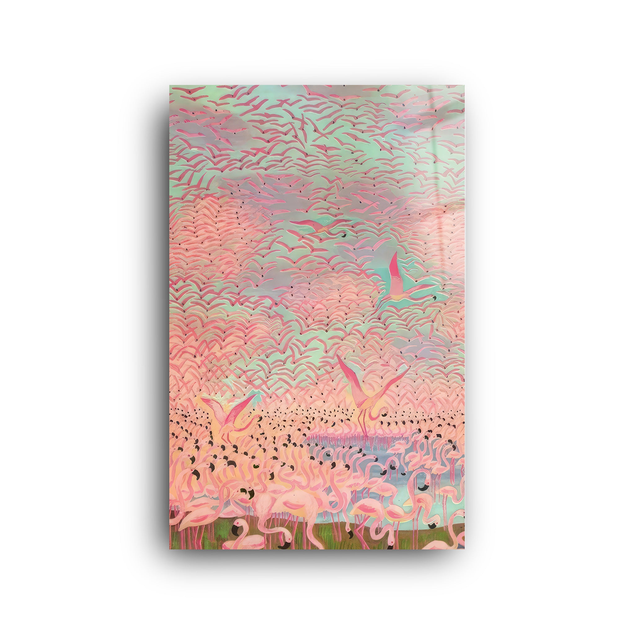 Abstract Flamingo | Glass Wall Art