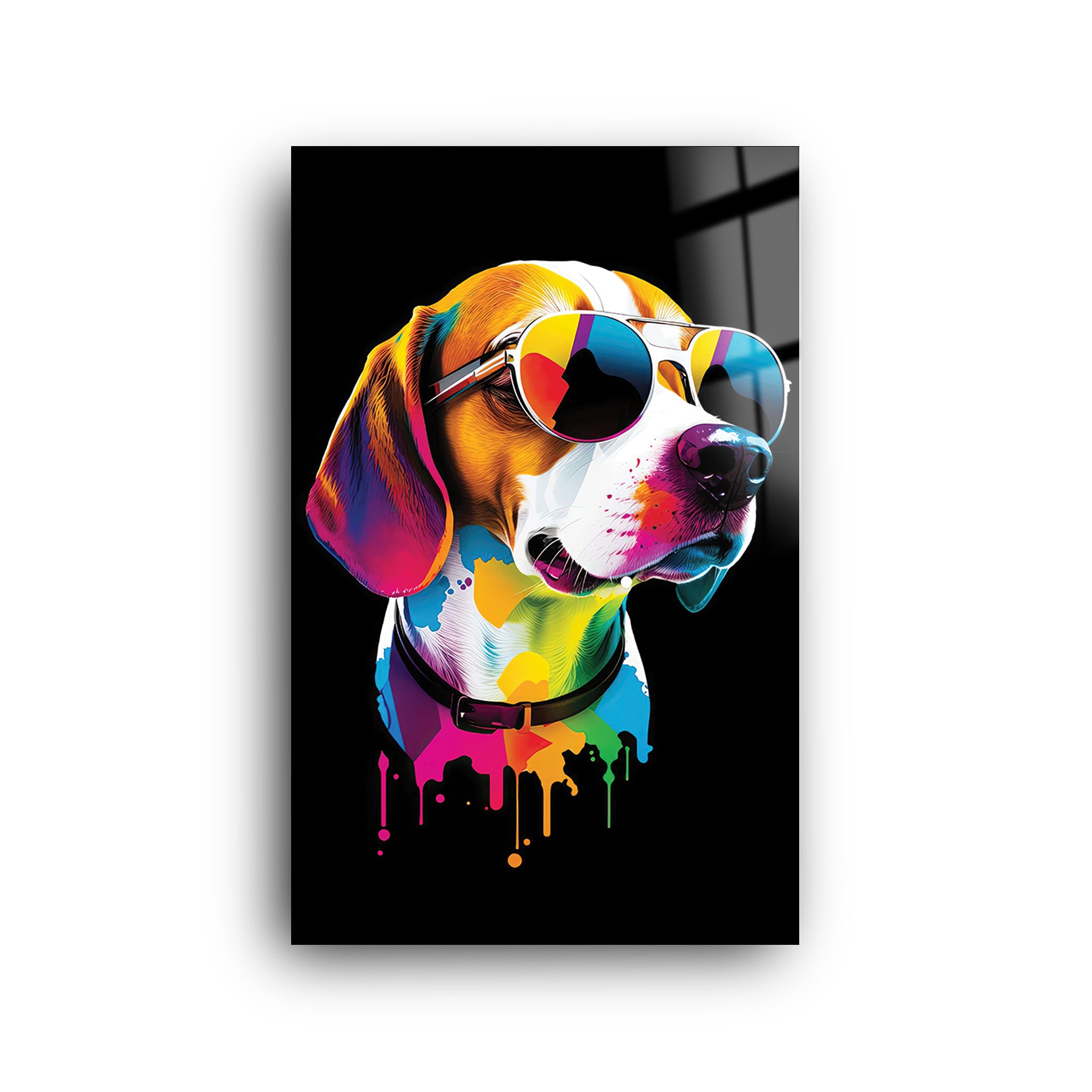 Rainbow Dog | Glass Wall Art