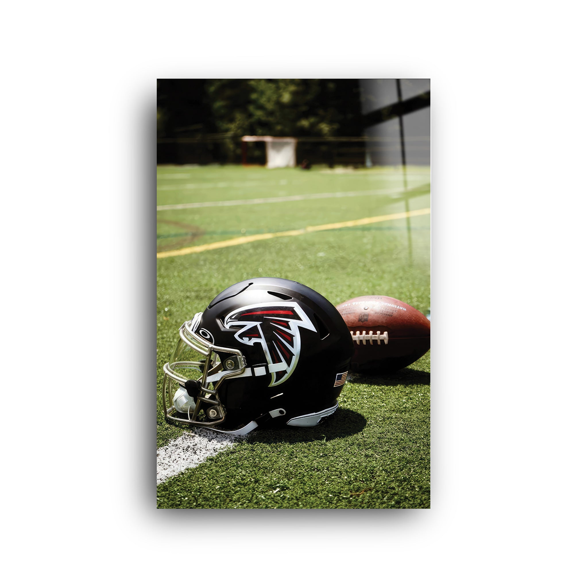 Helmet And Ball | Glass Wall Art