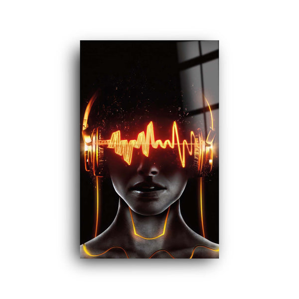 Head Set Woman | Glass Wall Art