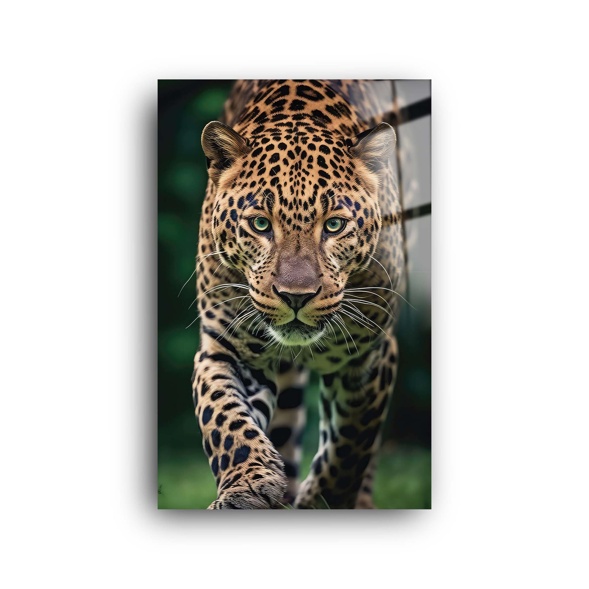 Furious Leopard | Glass Wall Art