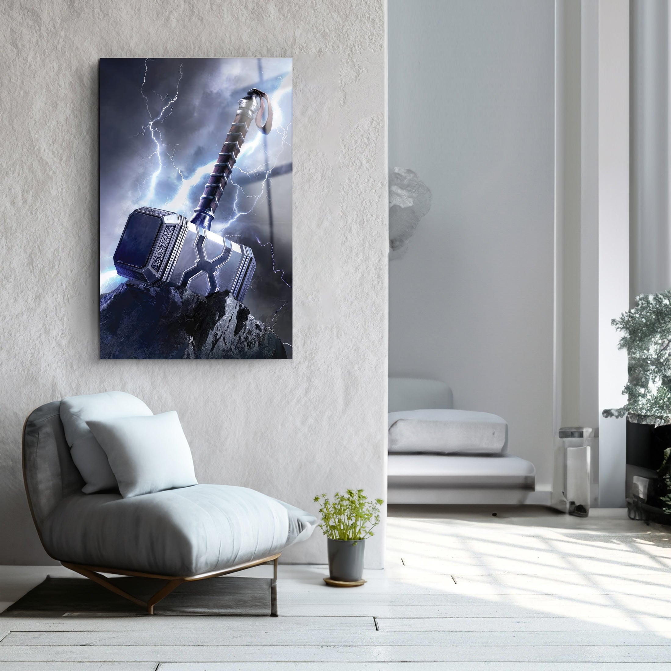 Lightning Hammer | Glass Wall Art