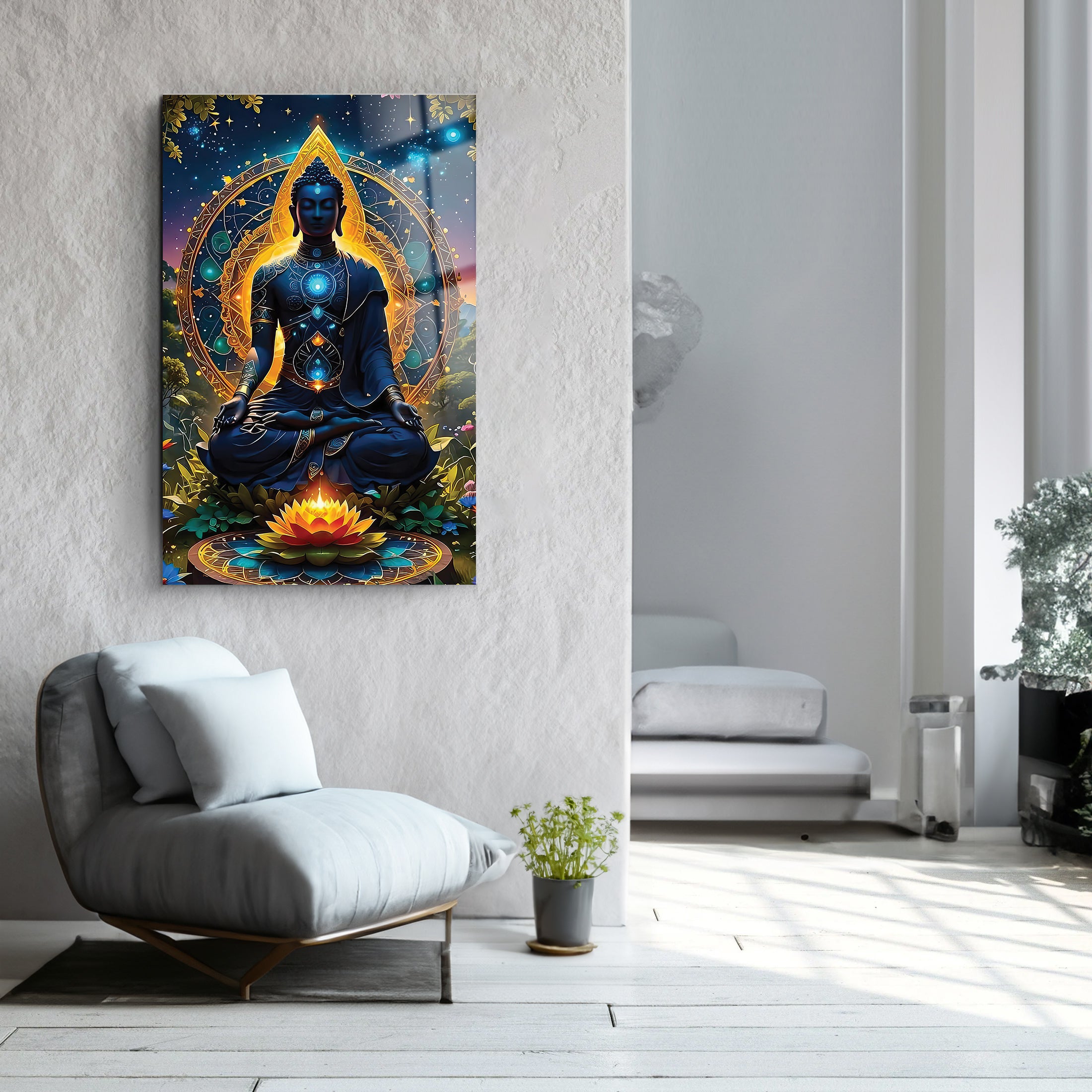 Rainbow Buddha  | Glass Wall Art