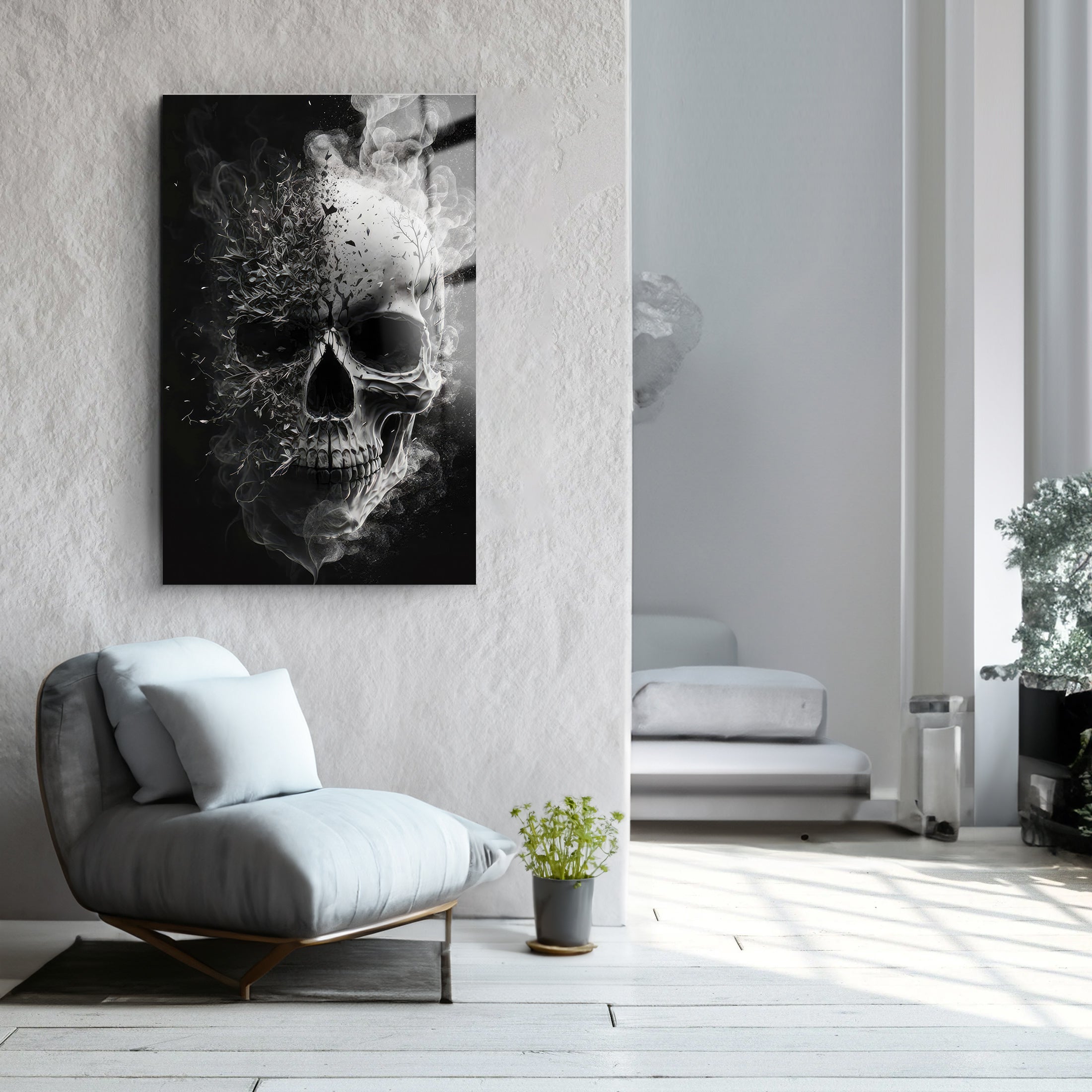 Floral Skull | Glass Wall Art