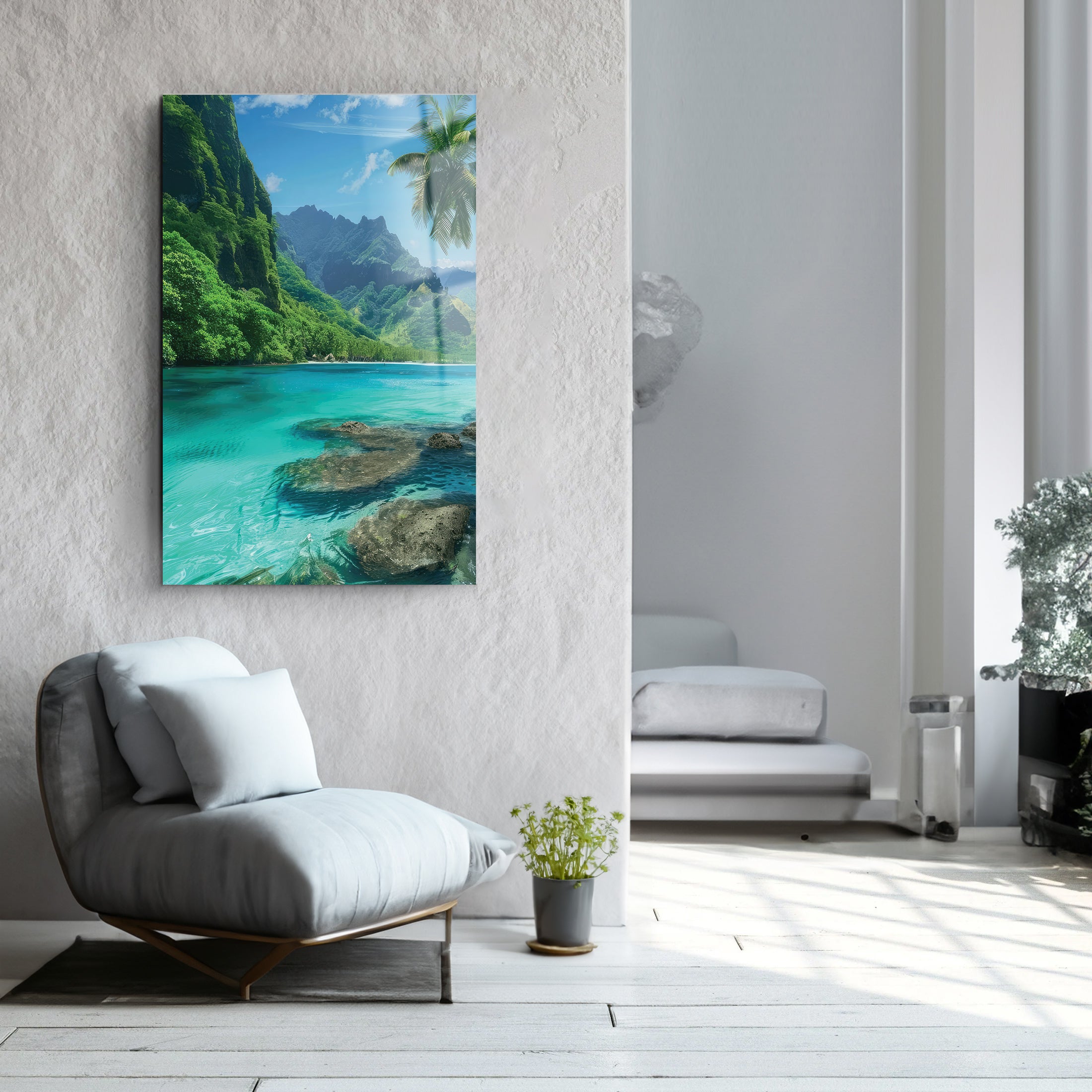 Green Islands | Glass Wall Art