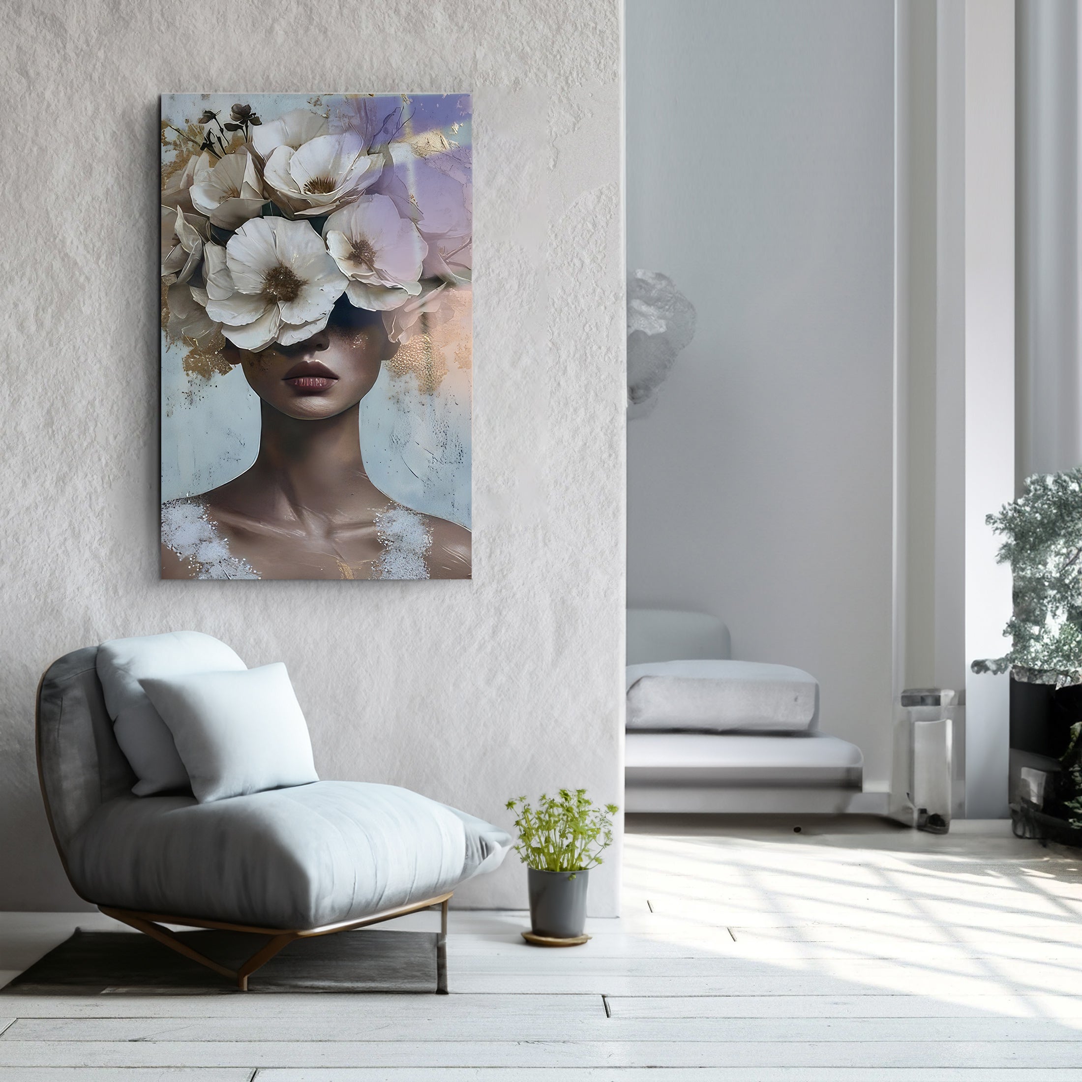 Flower Woman | Glass Wall Art