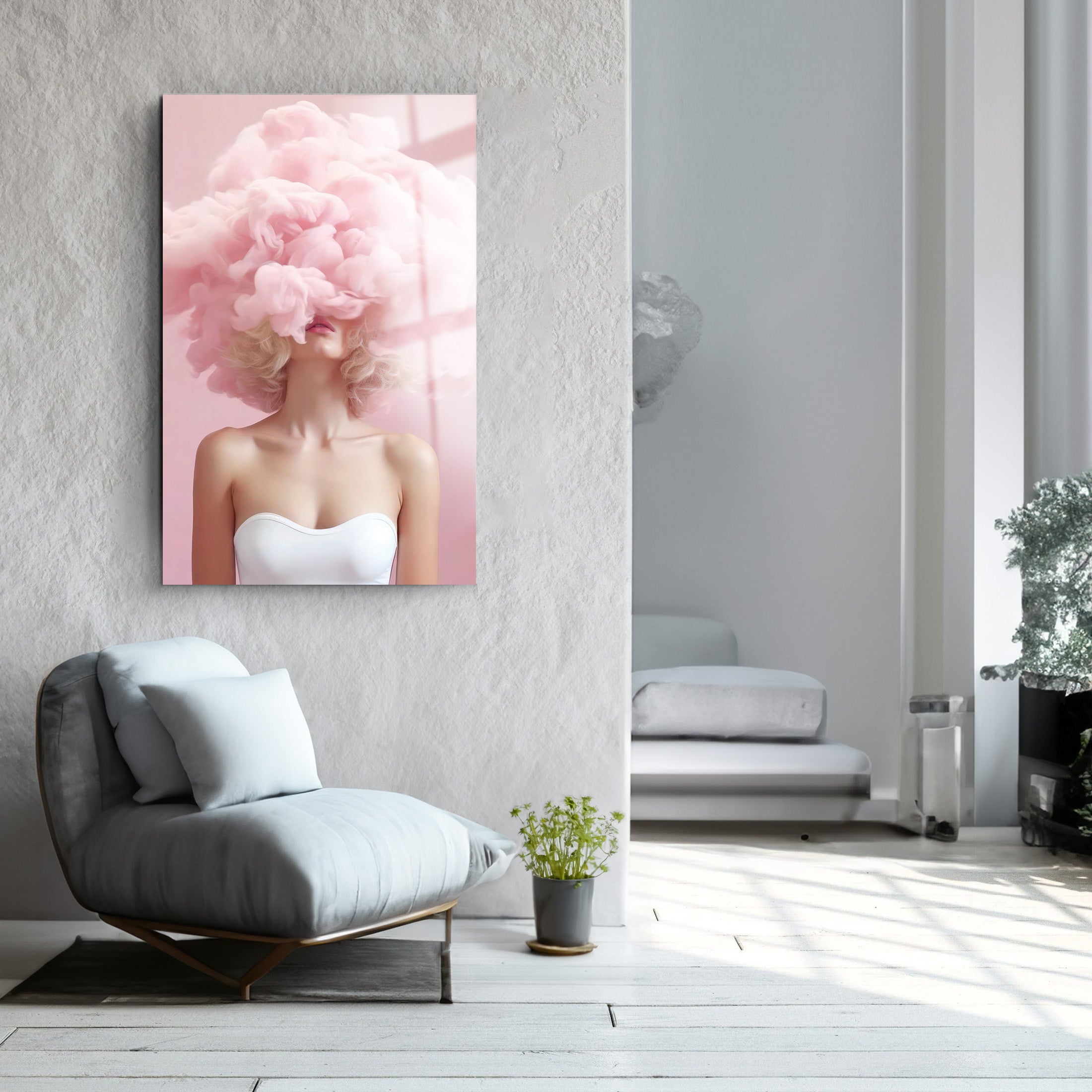 Pink Cloud  | Glass Wall Art