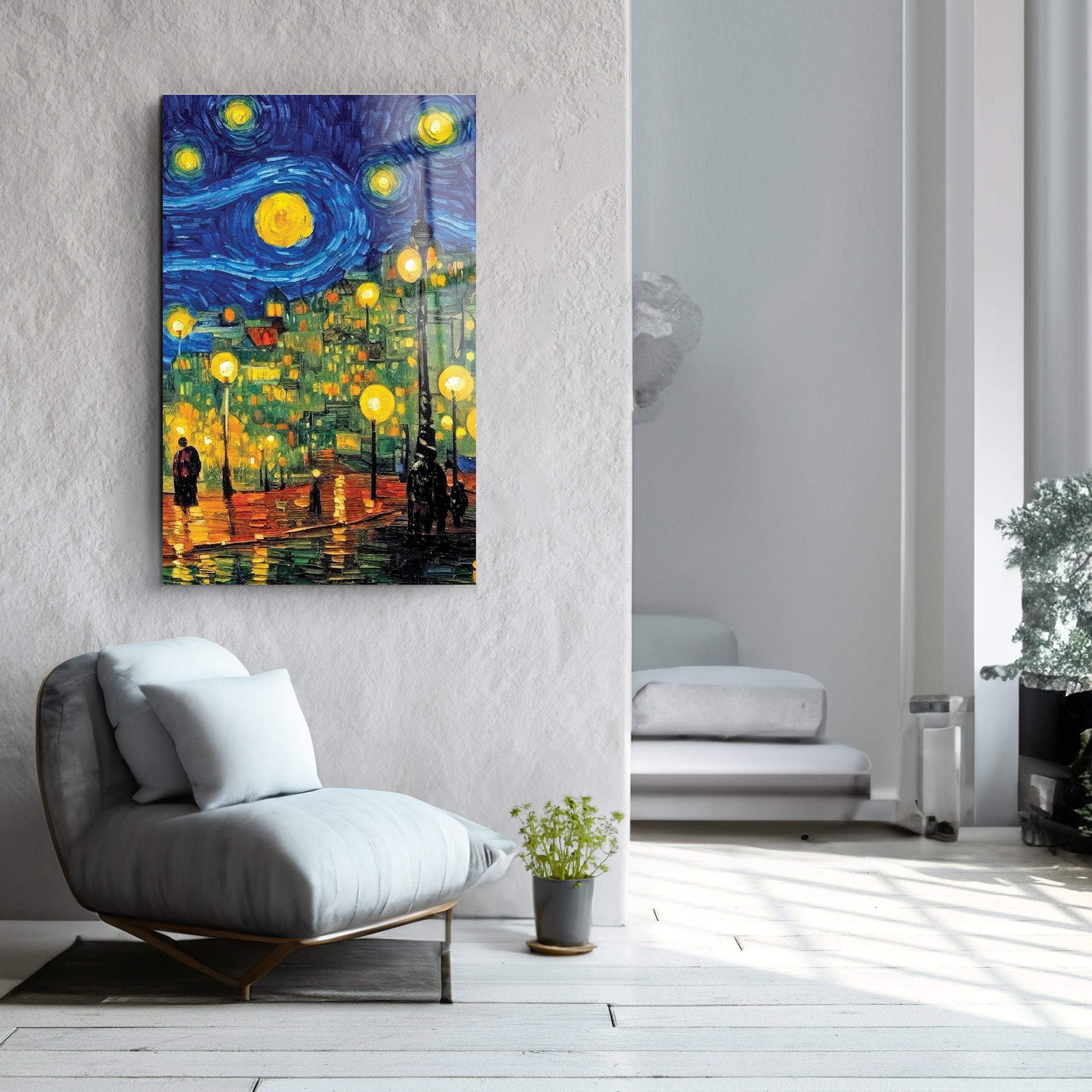 City Van Gogh | Glass Wall Art