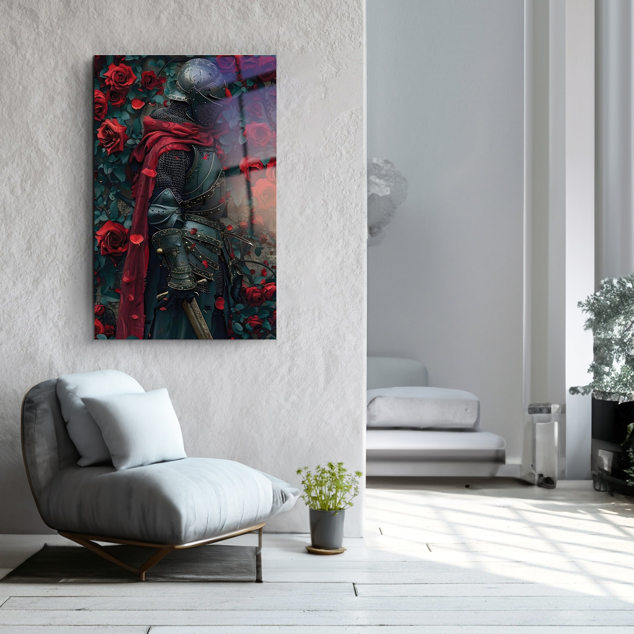 The Rose Knight | Glass Wall Art