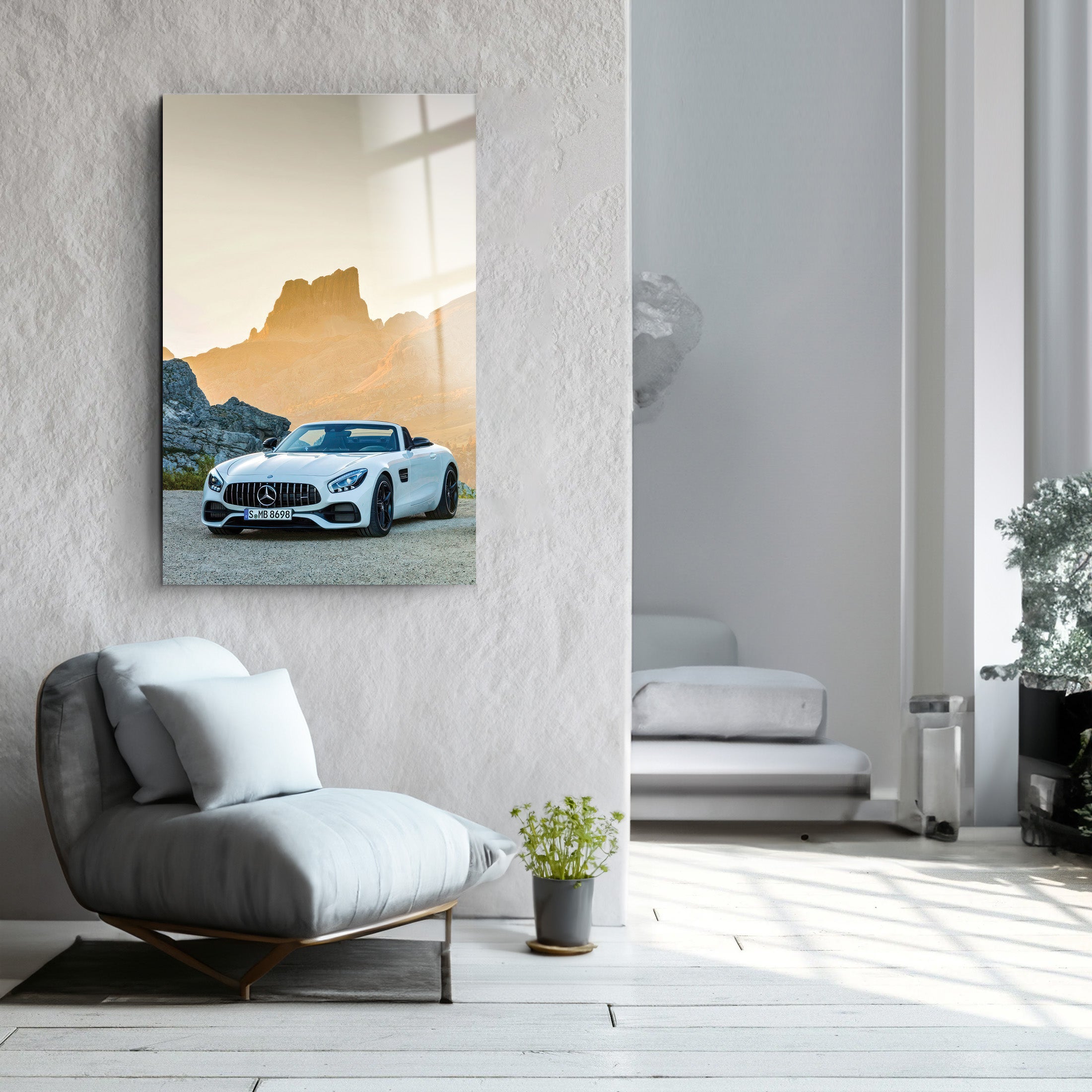 White Car | Glass Wall Art