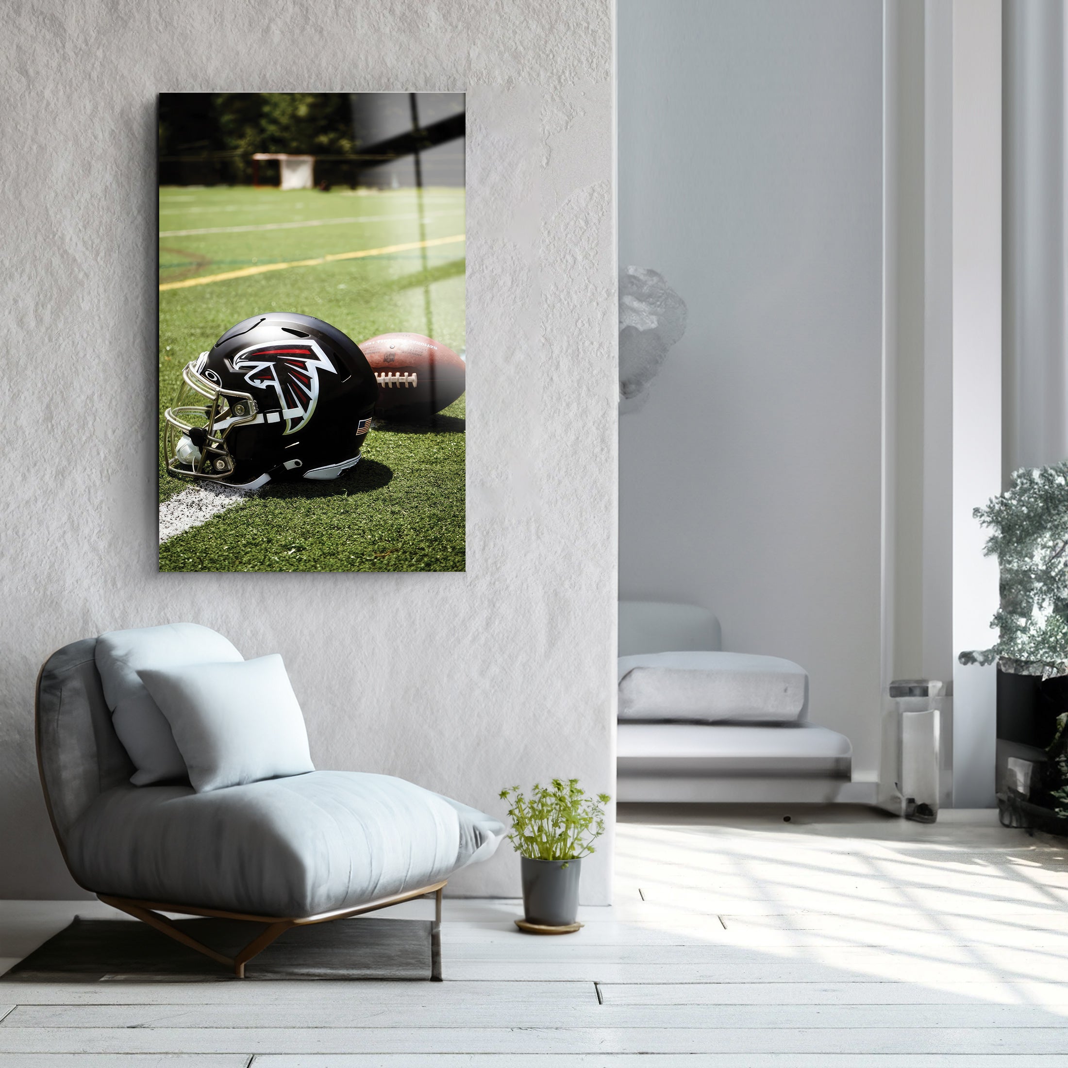 Helmet And Ball | Glass Wall Art