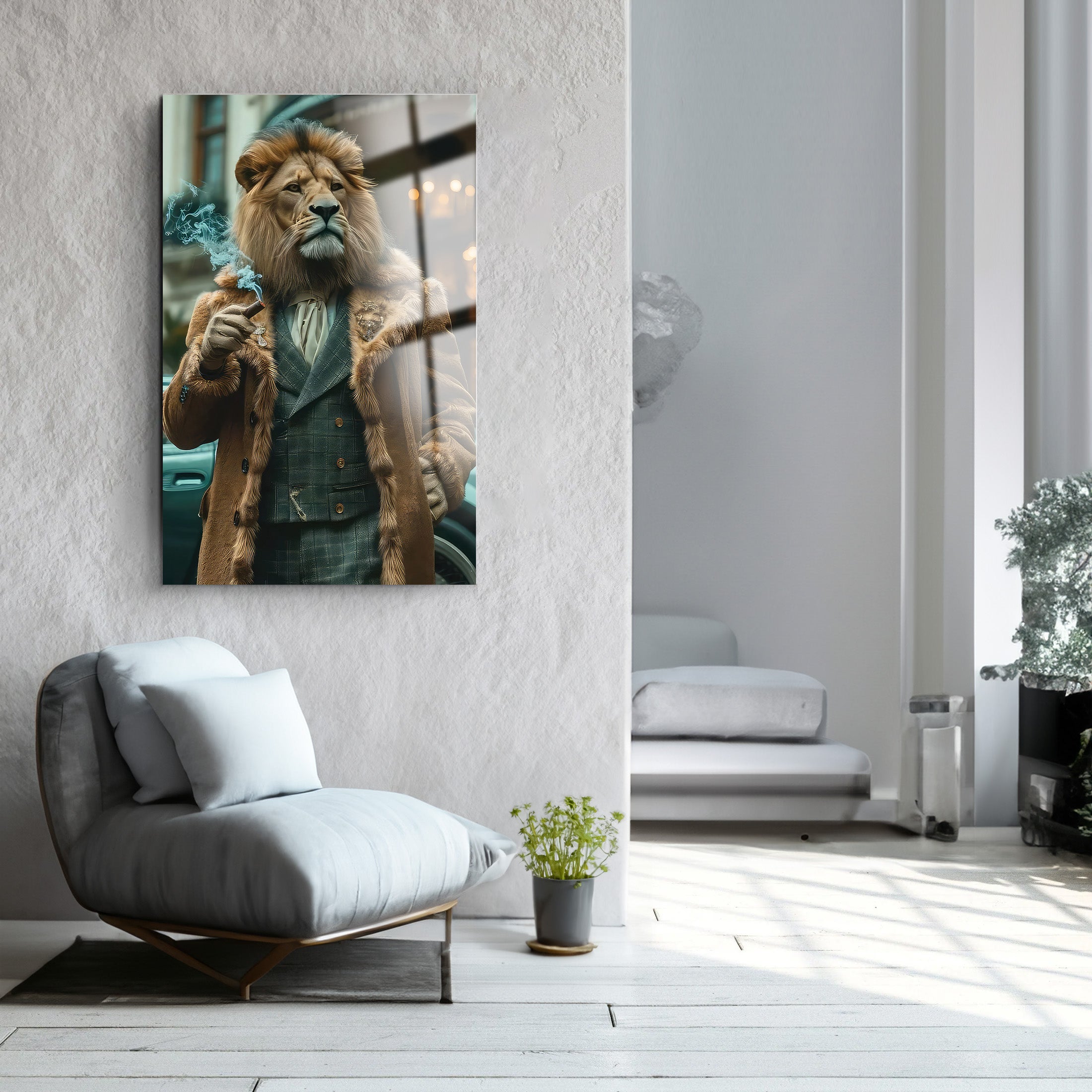 Lion Man | Glass Wall Art