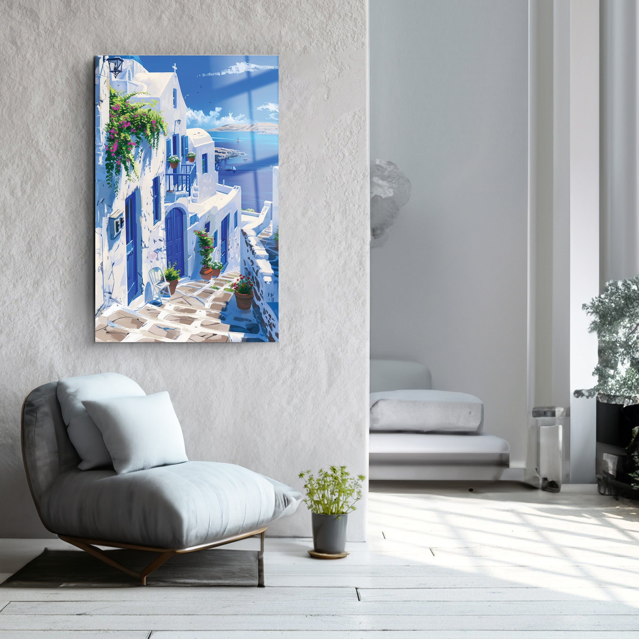 Greece View | Glass Wall Art