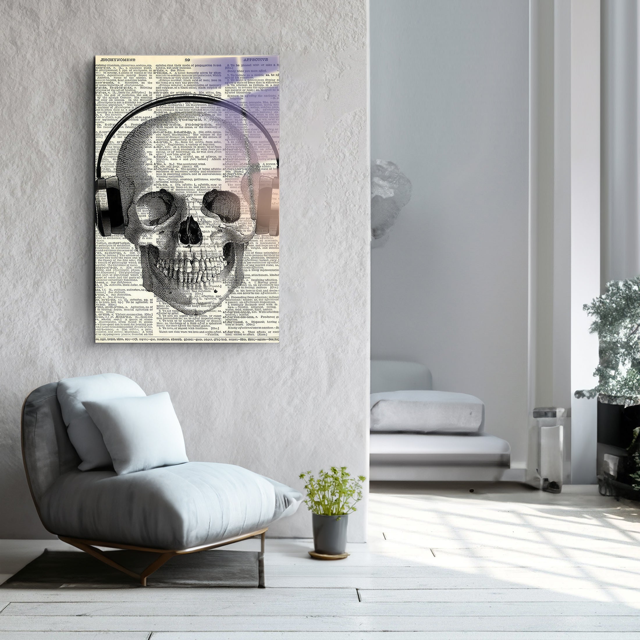 Skull Headphones | Glass Wall Art