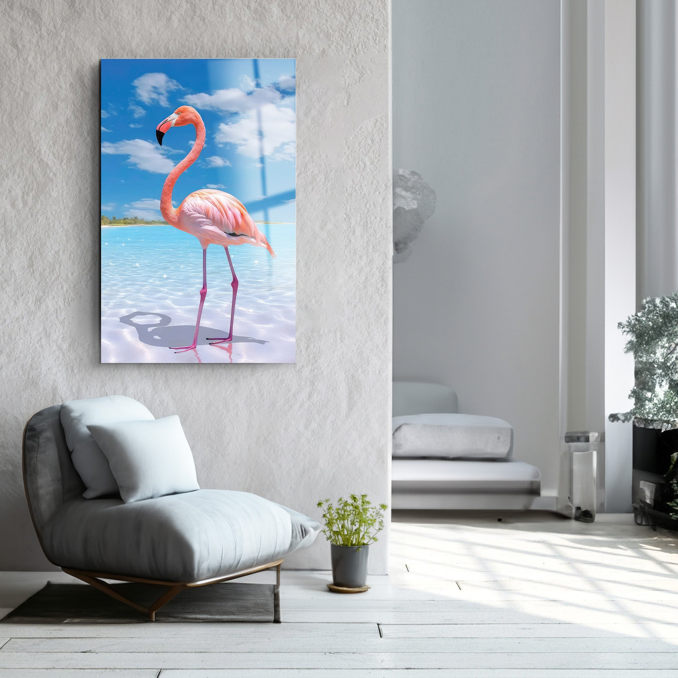 Royal Flamingo | Glass Wall Art