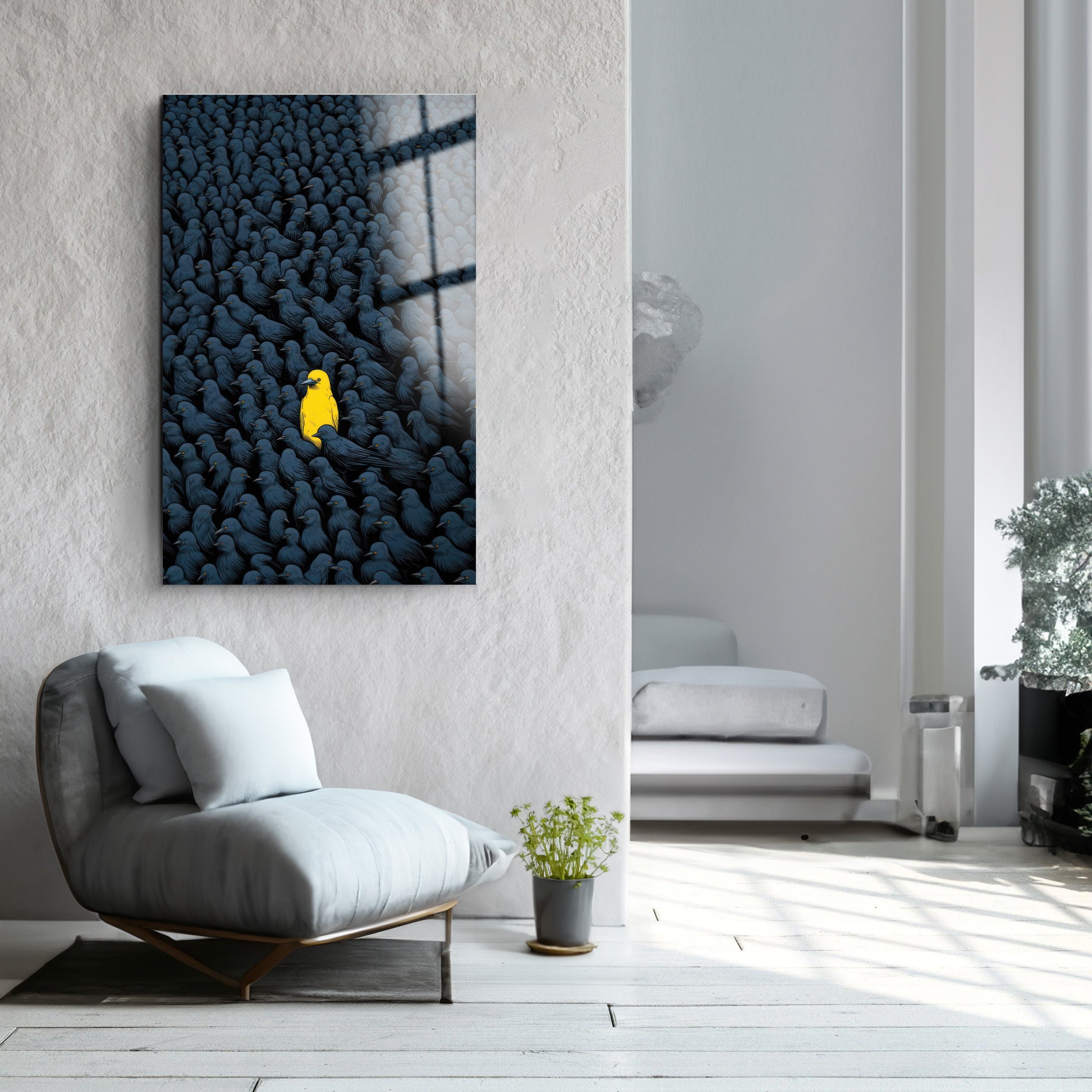 Yellow Bird | Glass Wall Art