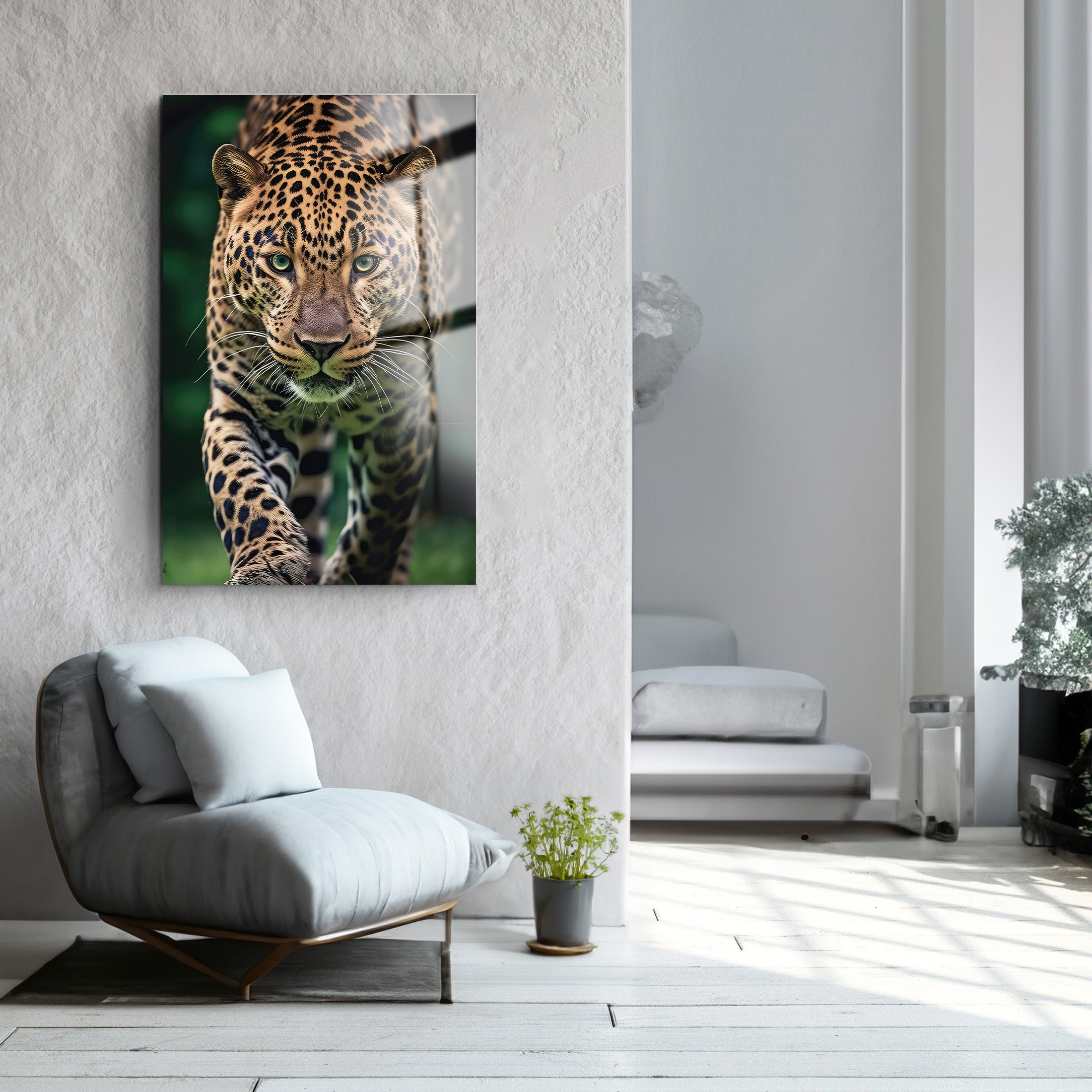 Furious Leopard | Glass Wall Art