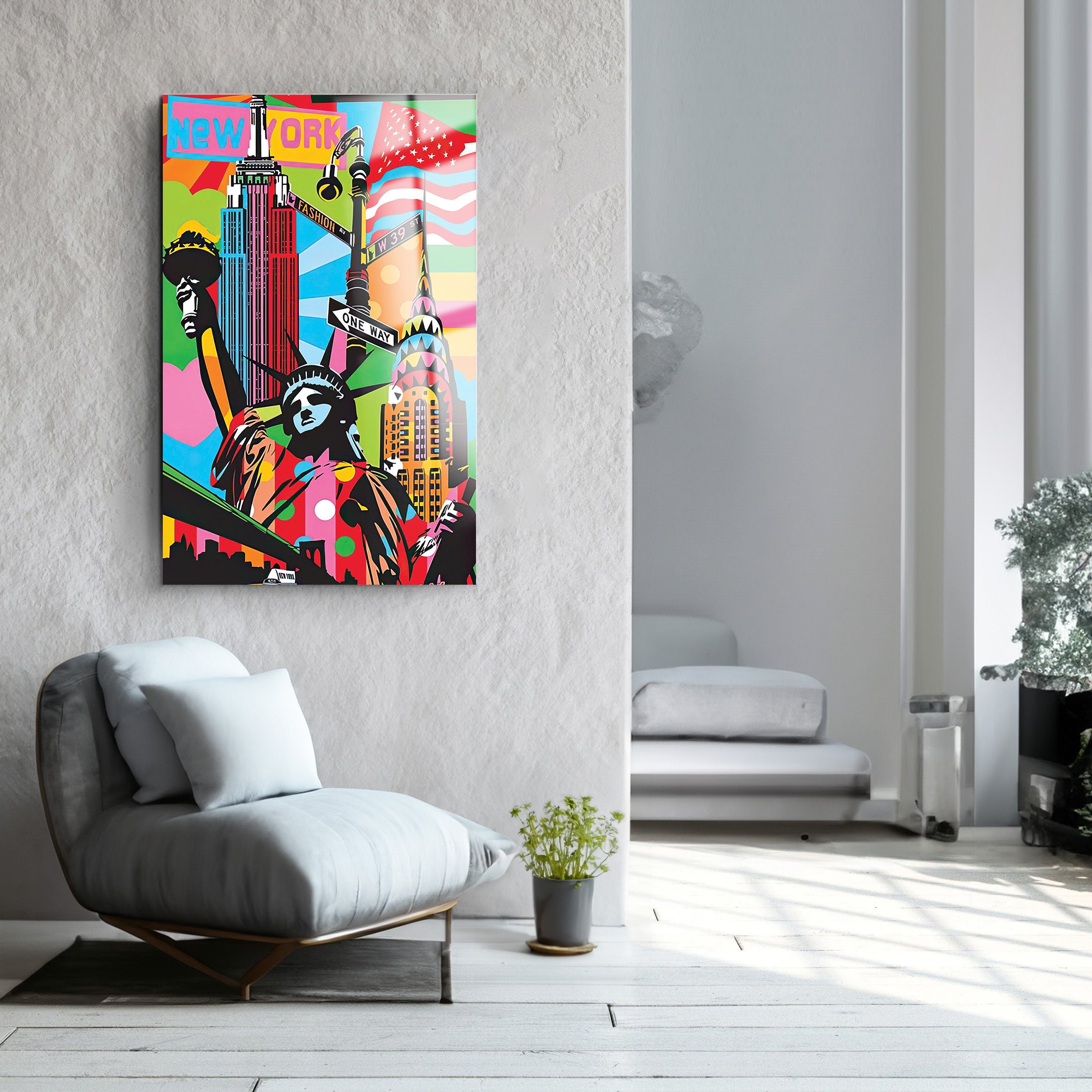 Colorful New York | Glass Wall Art