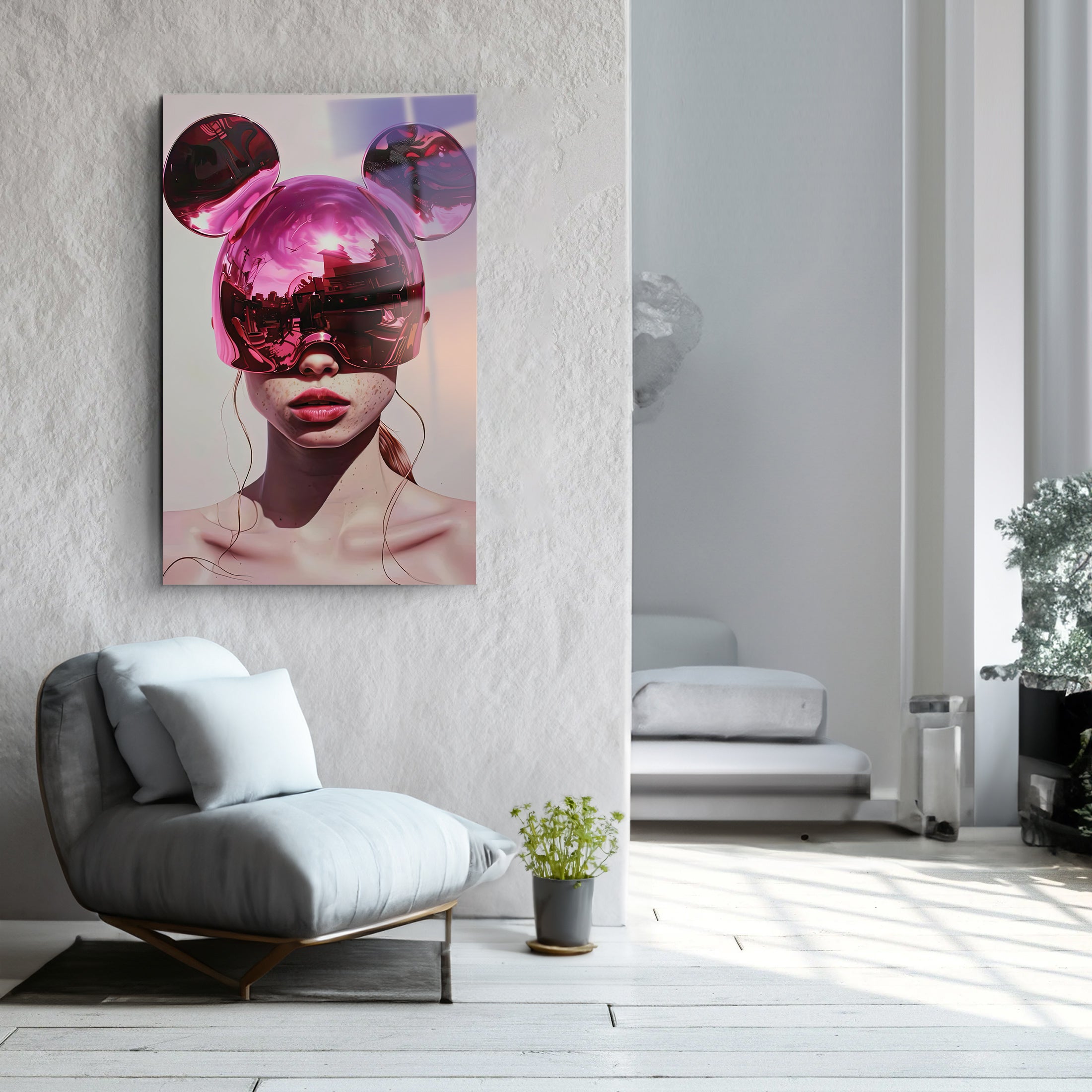 Pink Woman | Glass Wall Art